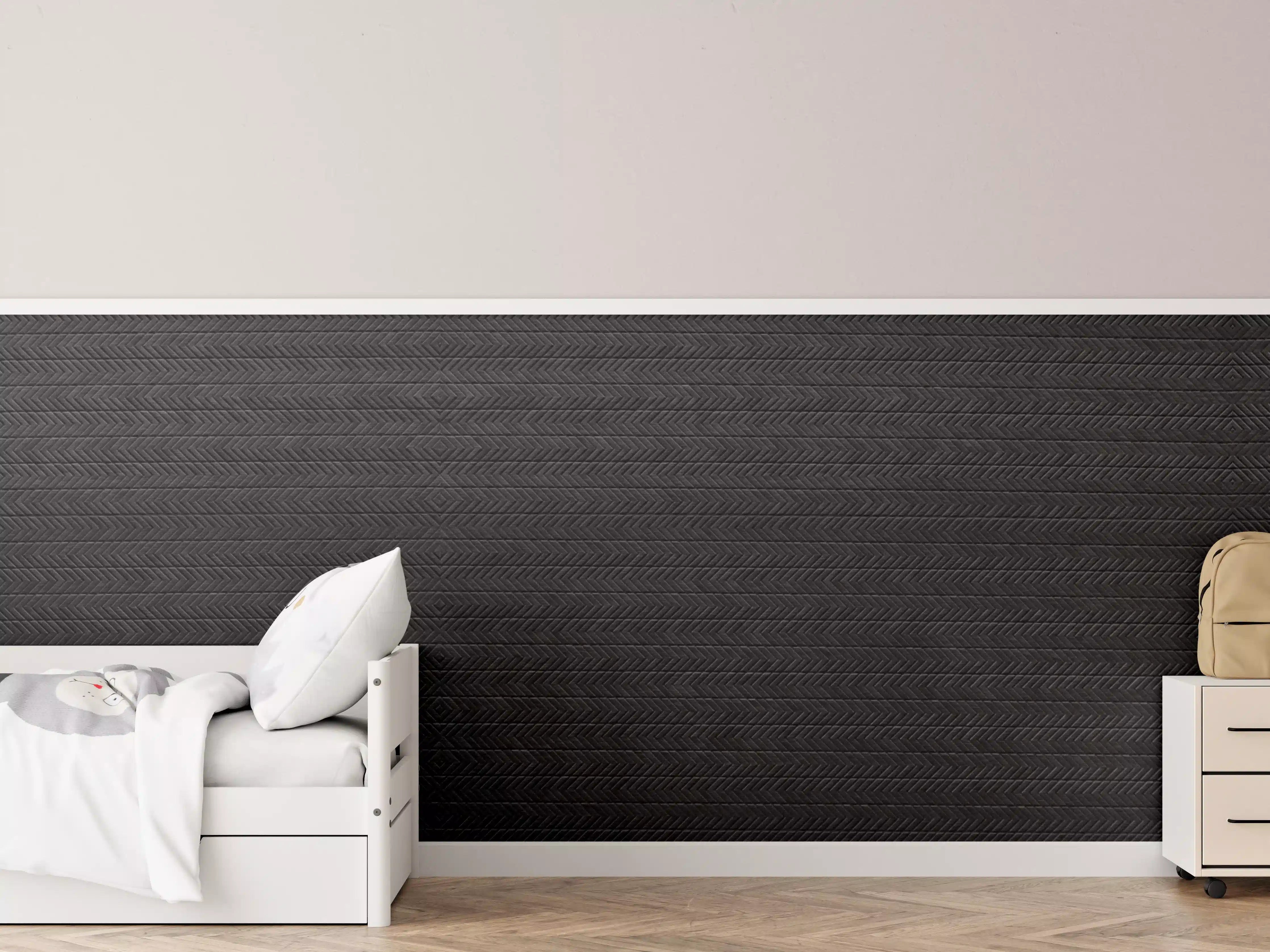 Kinderzimmer Wandgestaltung - Schwarze dunkelgraue diagonal Muster