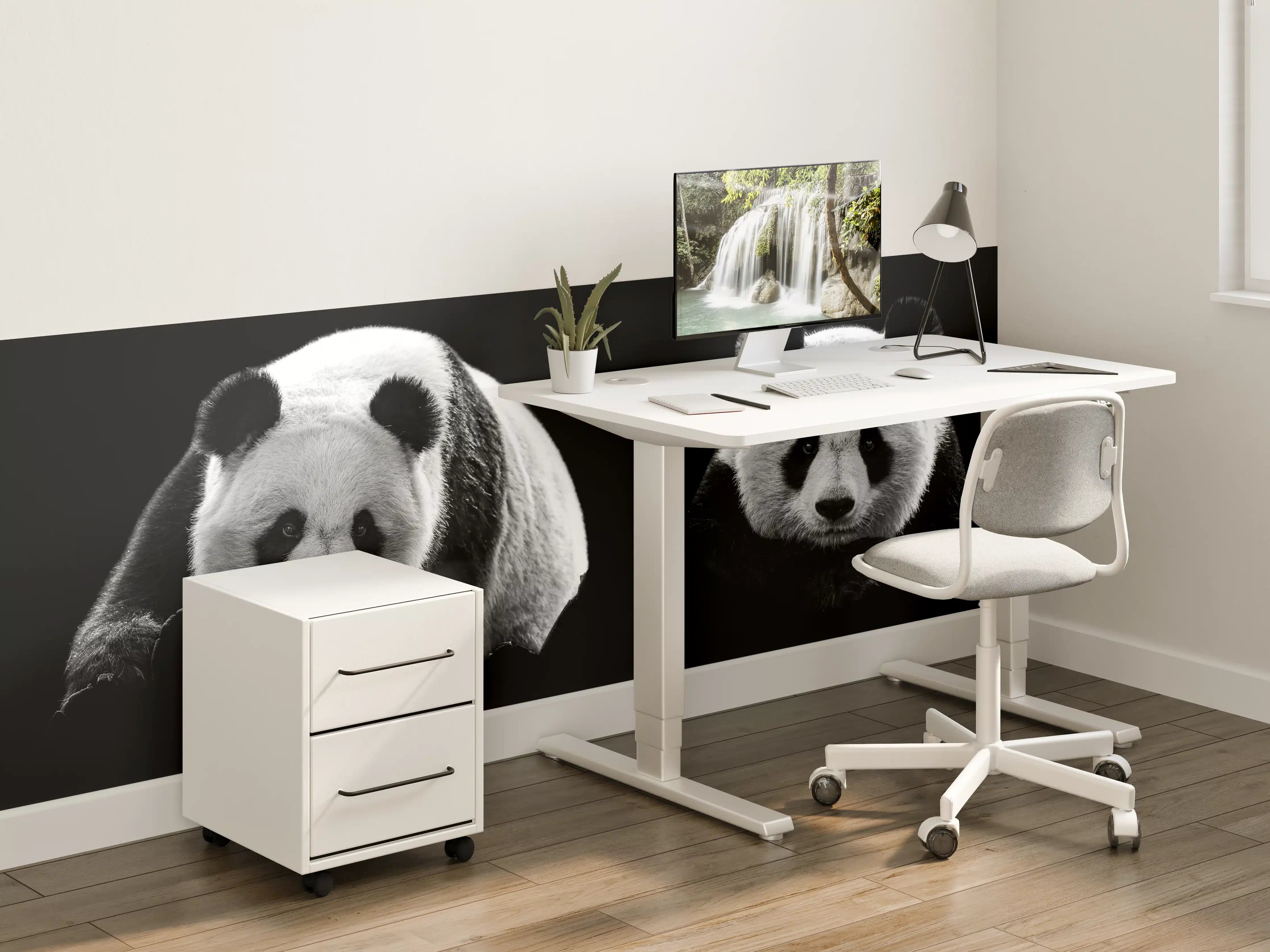 Kinderzimmer Wandgestaltung - Schwarze und Weiß Panda Köpfe