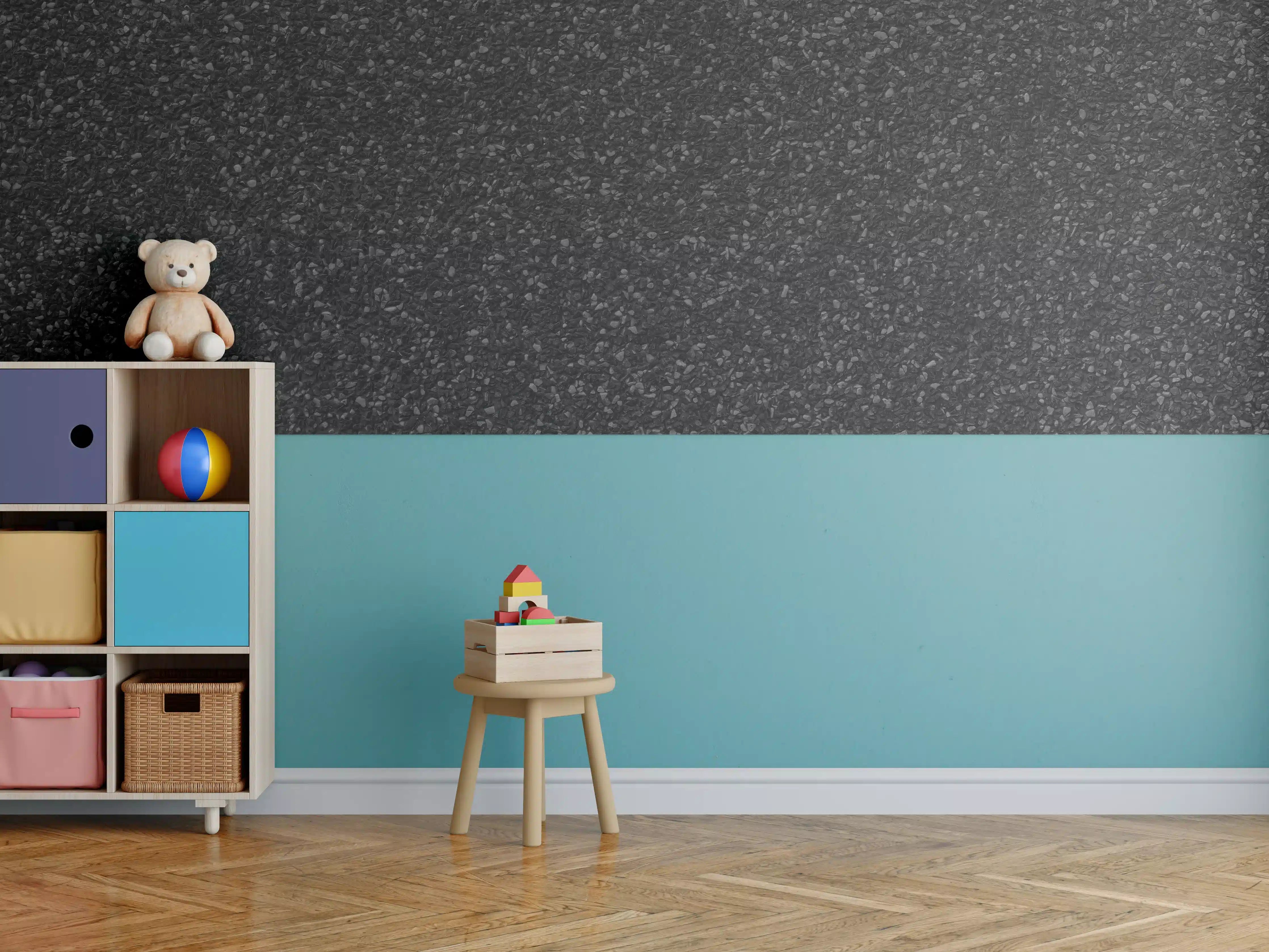 Kinderzimmer Wandgestaltung - Schwarzem poliertem Sandstein