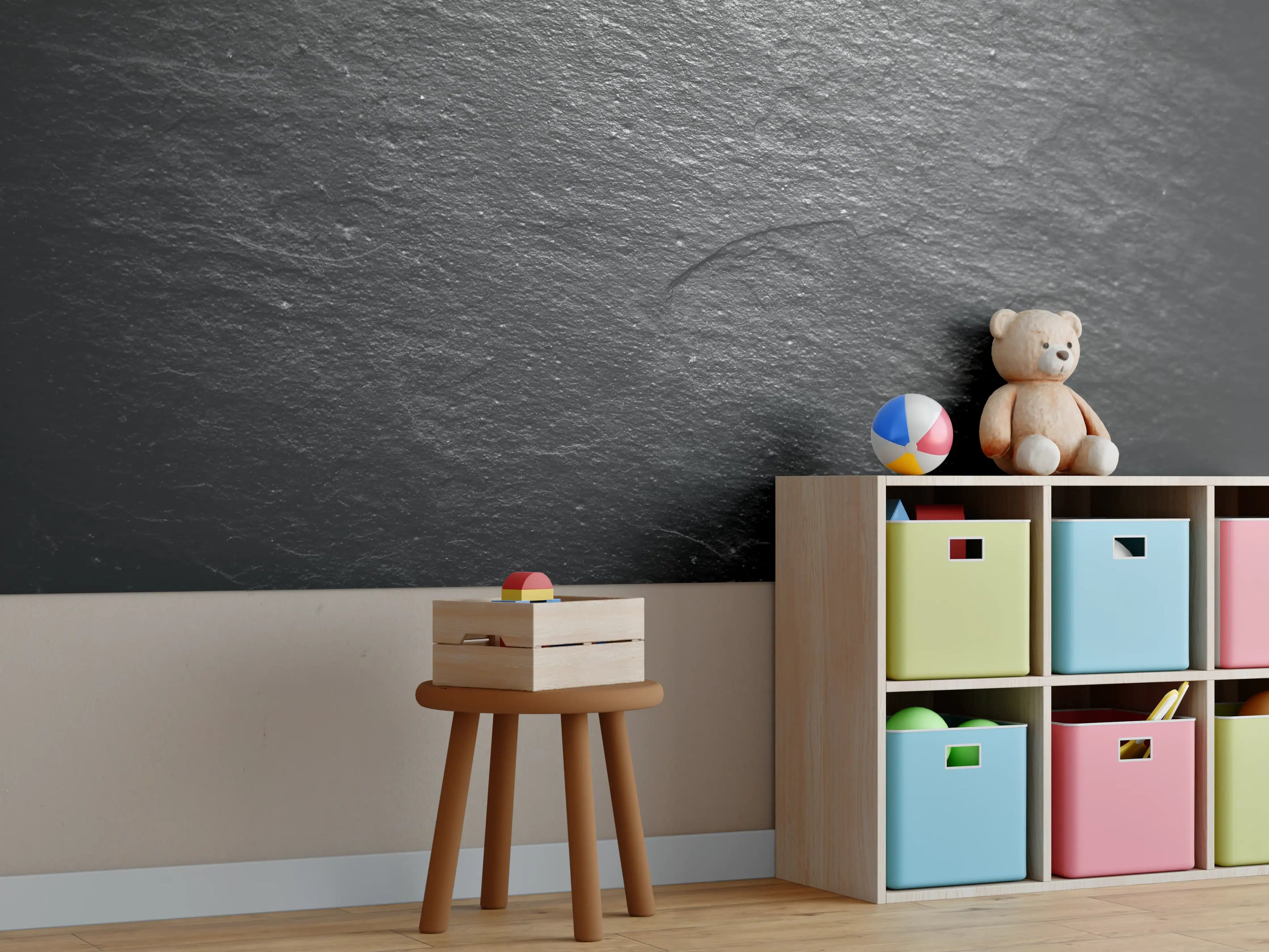 Kinderzimmer Wandgestaltung - Schwarzer Schieferstein