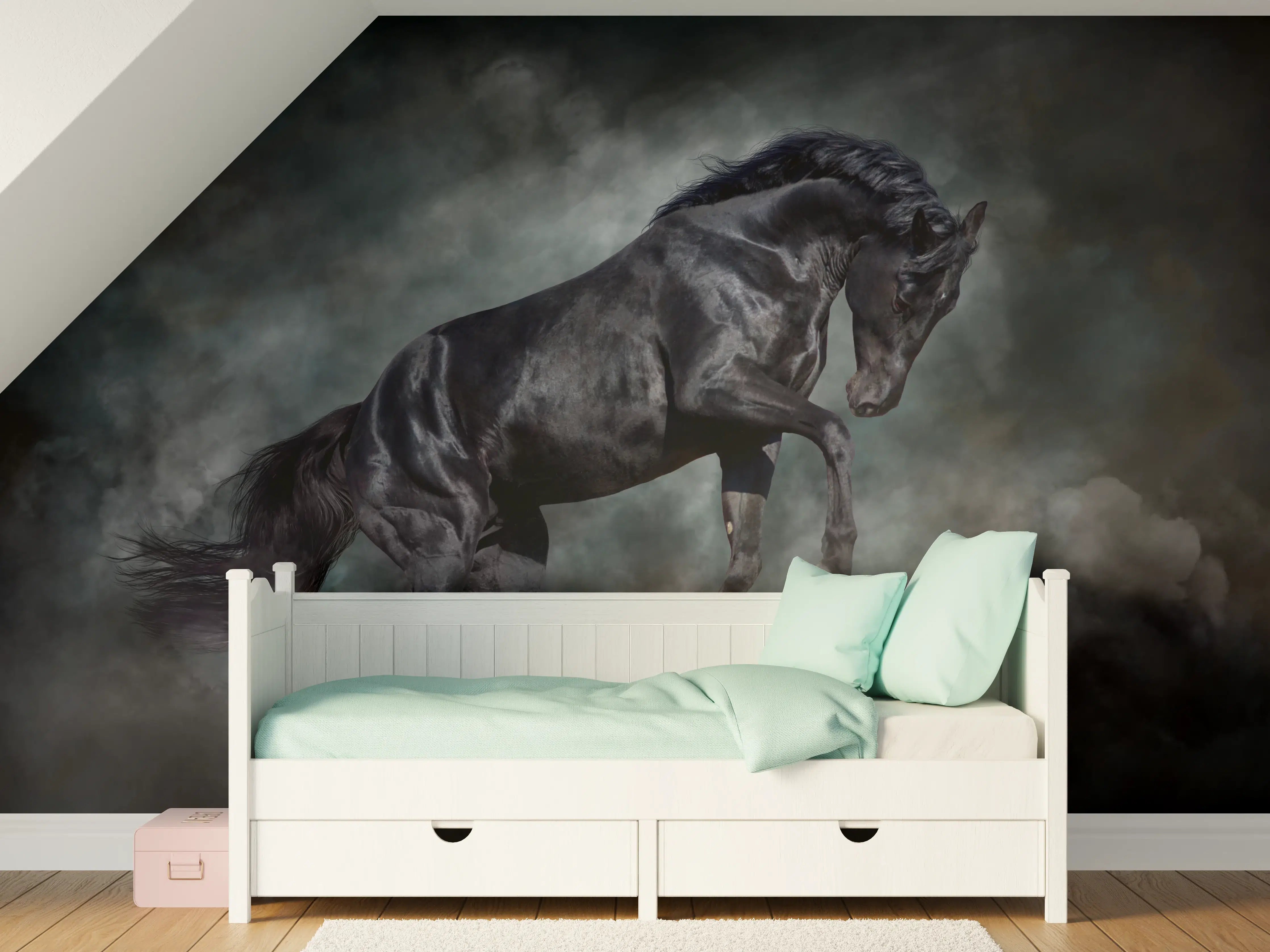Kinderzimmer Wandgestaltung - Schwarzer hengst