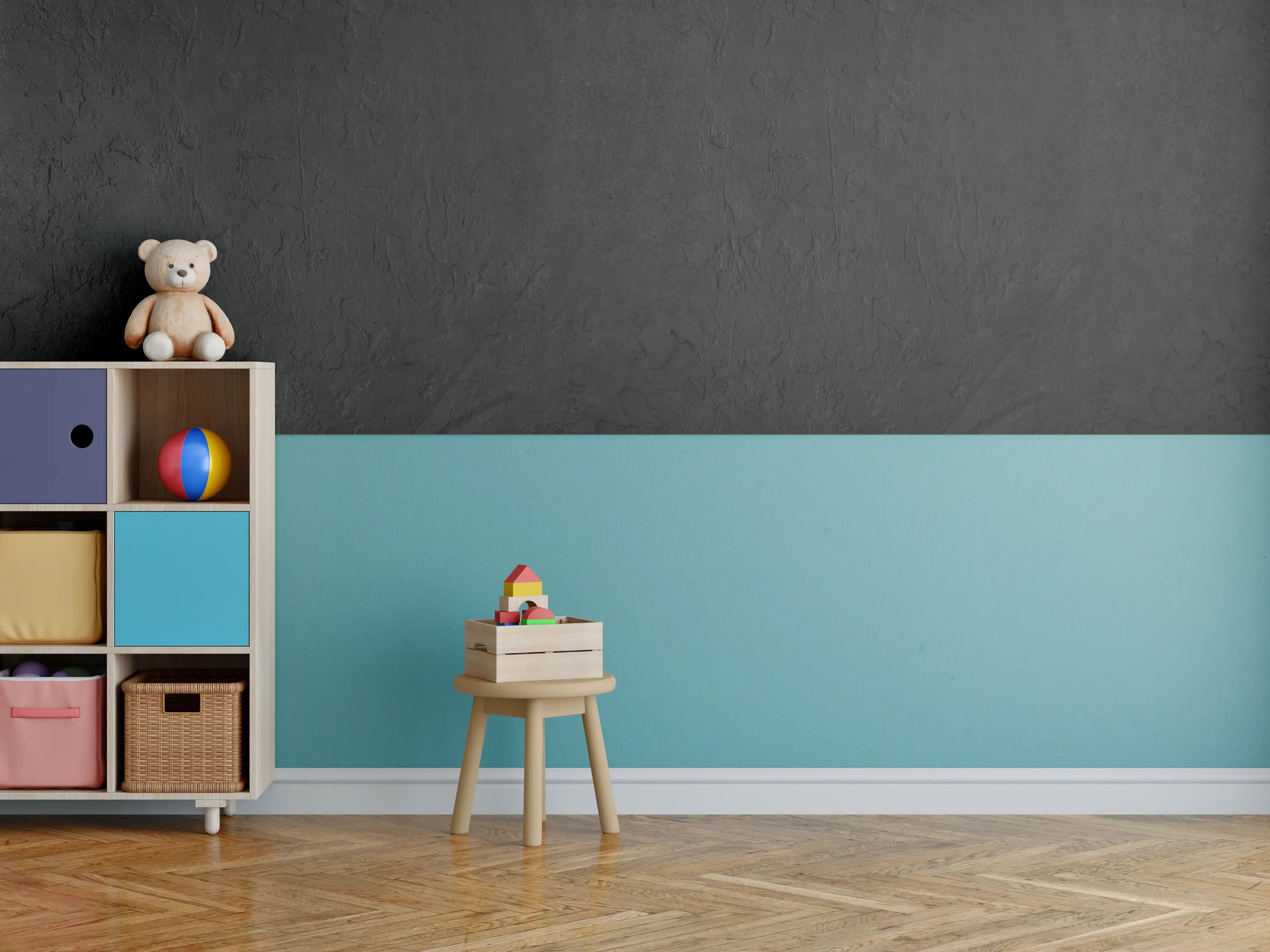 Kinderzimmer Wandgestaltung - Schwarzer rustikaler Steinhintergrund