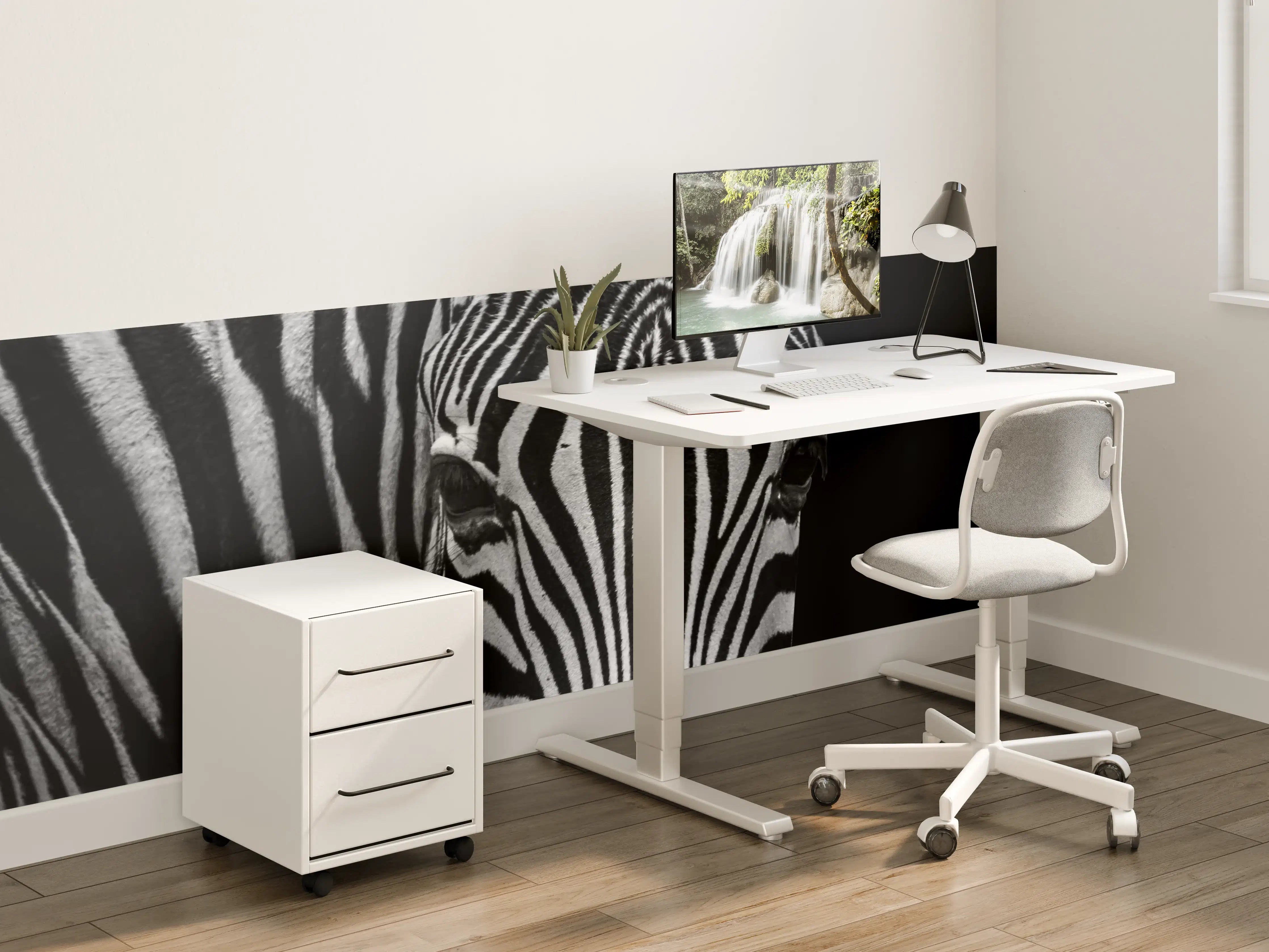 Kinderzimmer Wandgestaltung - Schwarzes und Weißes Zebra Porträt