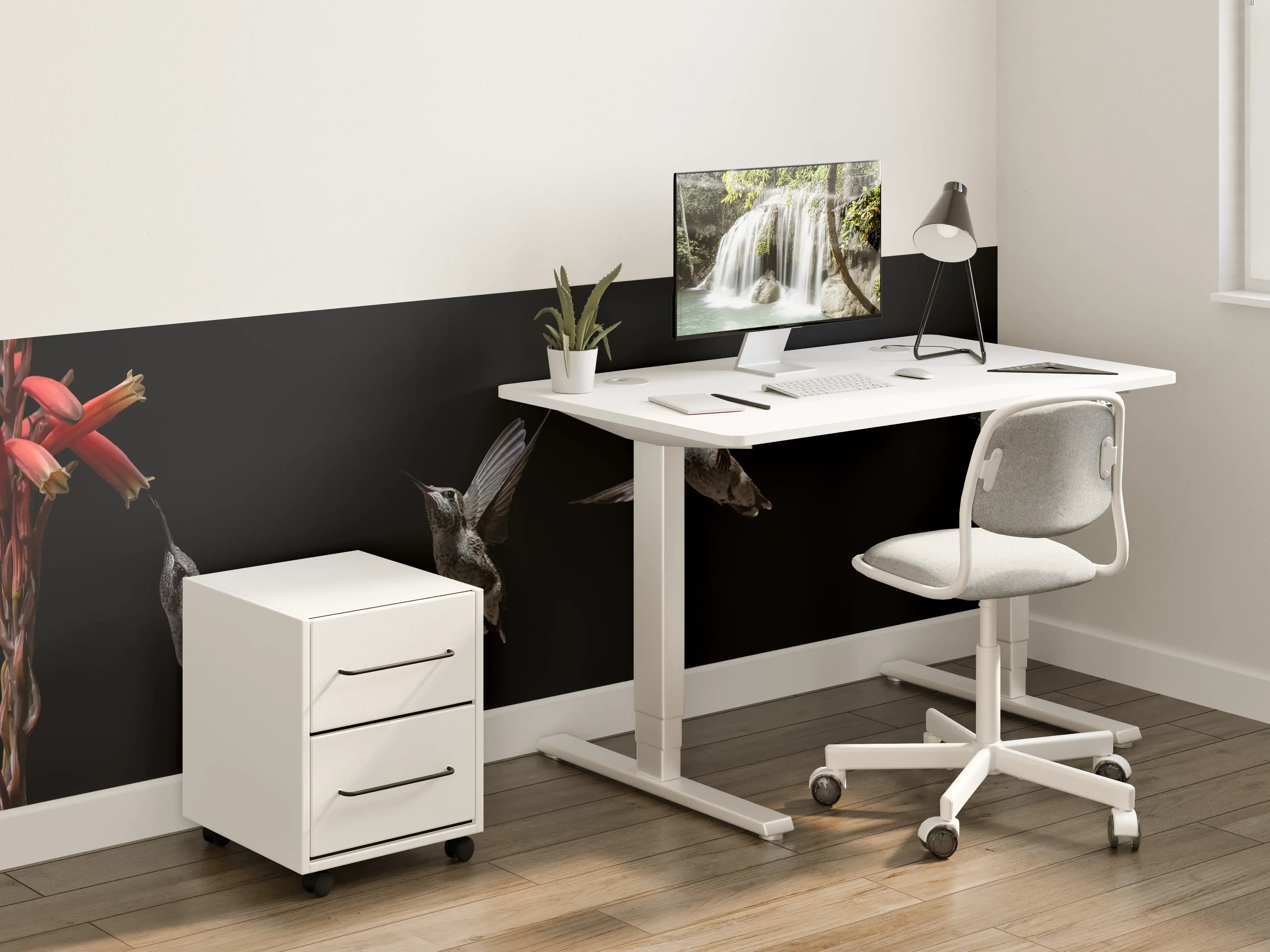 Kinderzimmer Wandgestaltung - Schwarzkinnkolibri Vogel mit Schwarzem Hintergrund