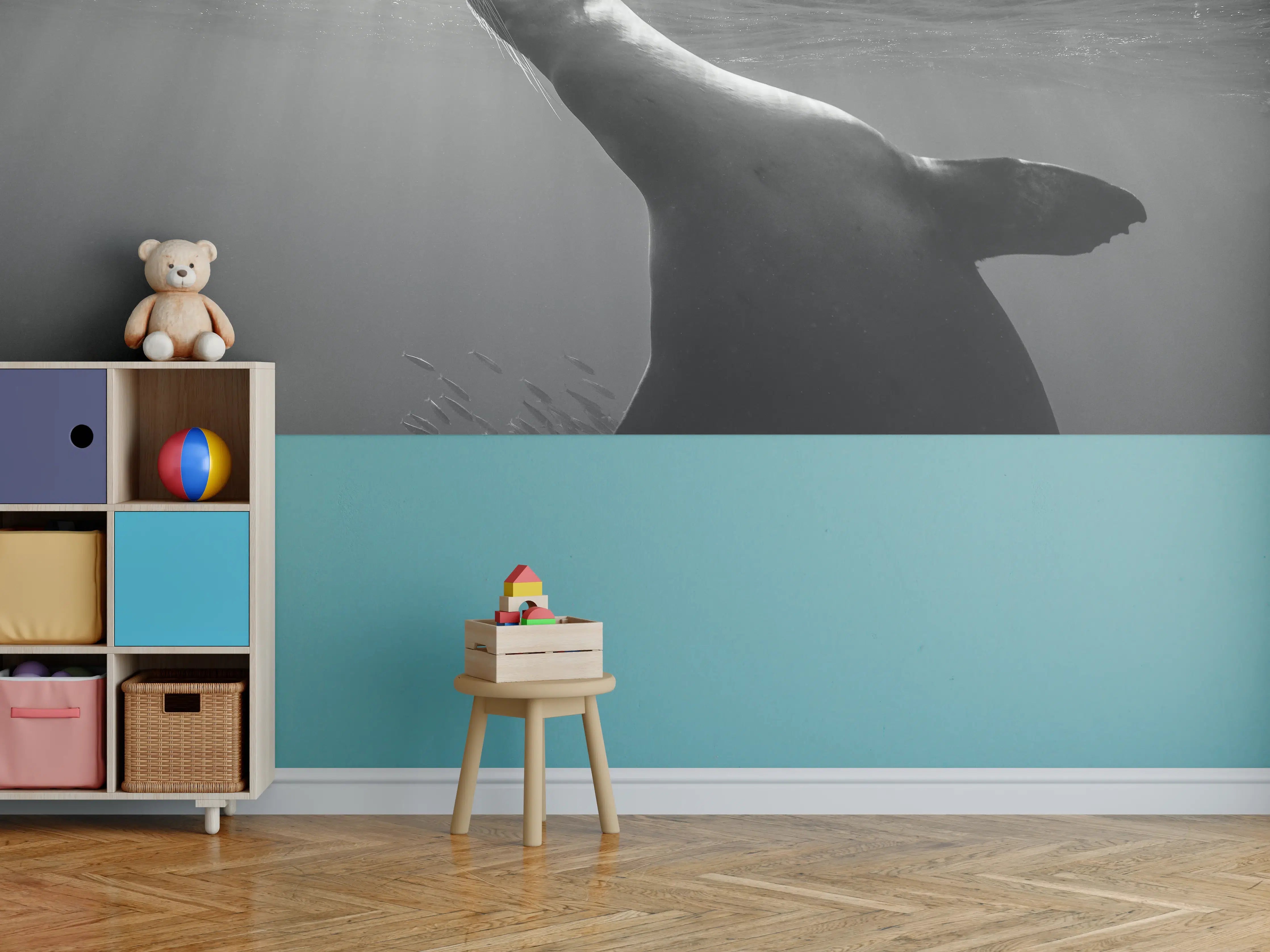 Kinderzimmer Wandgestaltung - Seelöwe beim Fressen von Sardinen