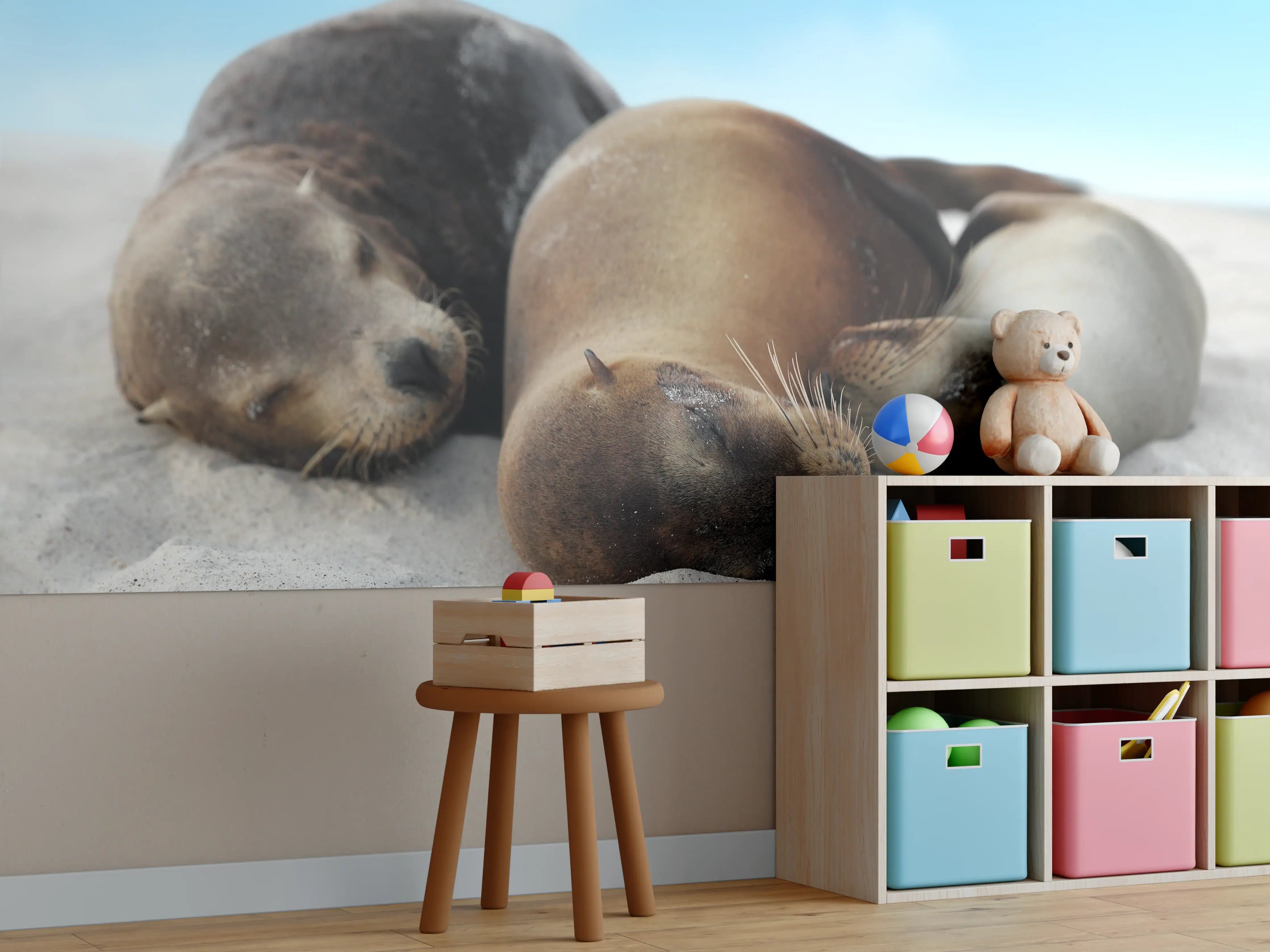 Kinderzimmer Wandgestaltung - Seelöwen im Sand liegend