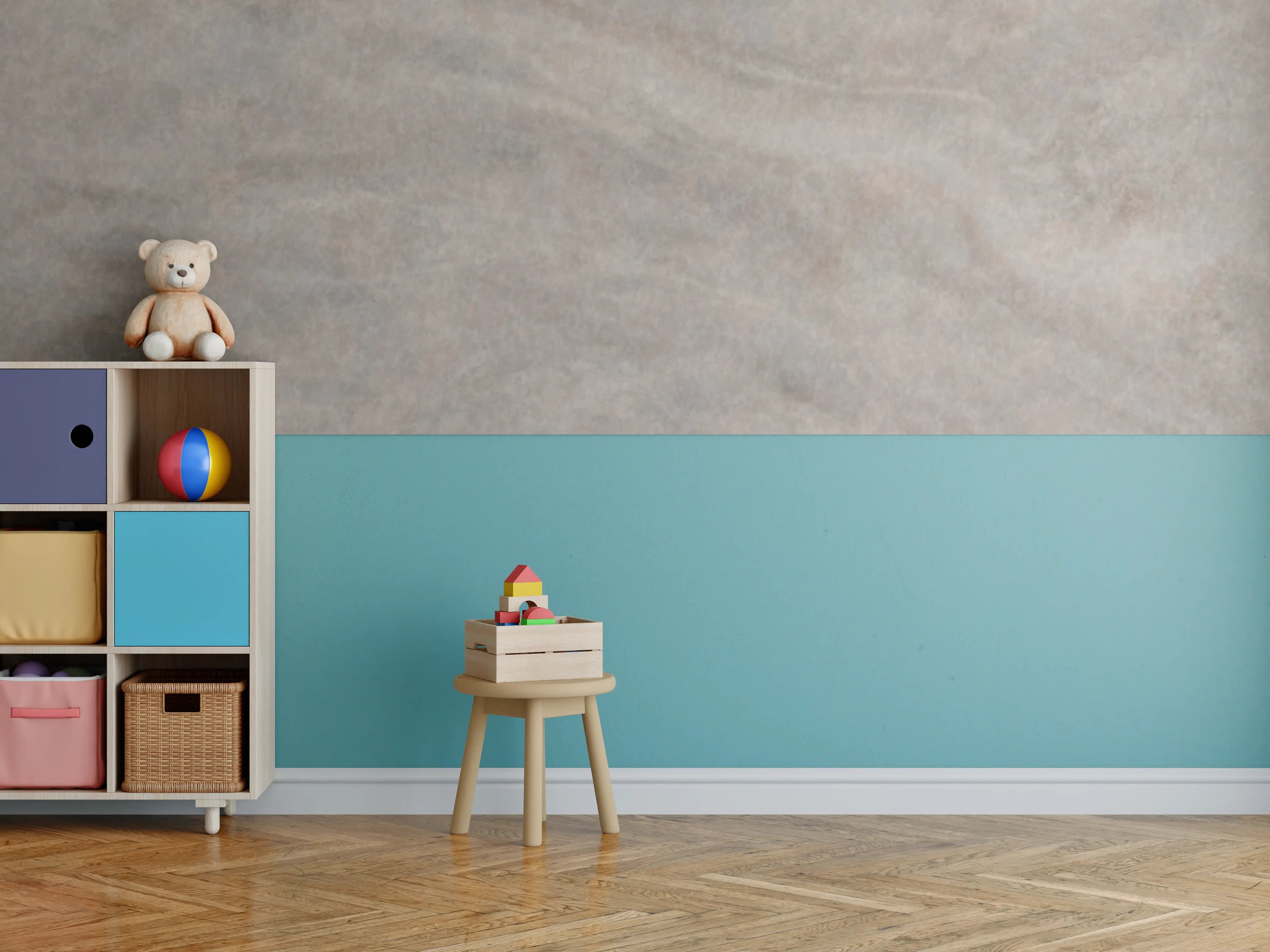 Kinderzimmer Wandgestaltung - Seidige Grau-Beige Marmortextur