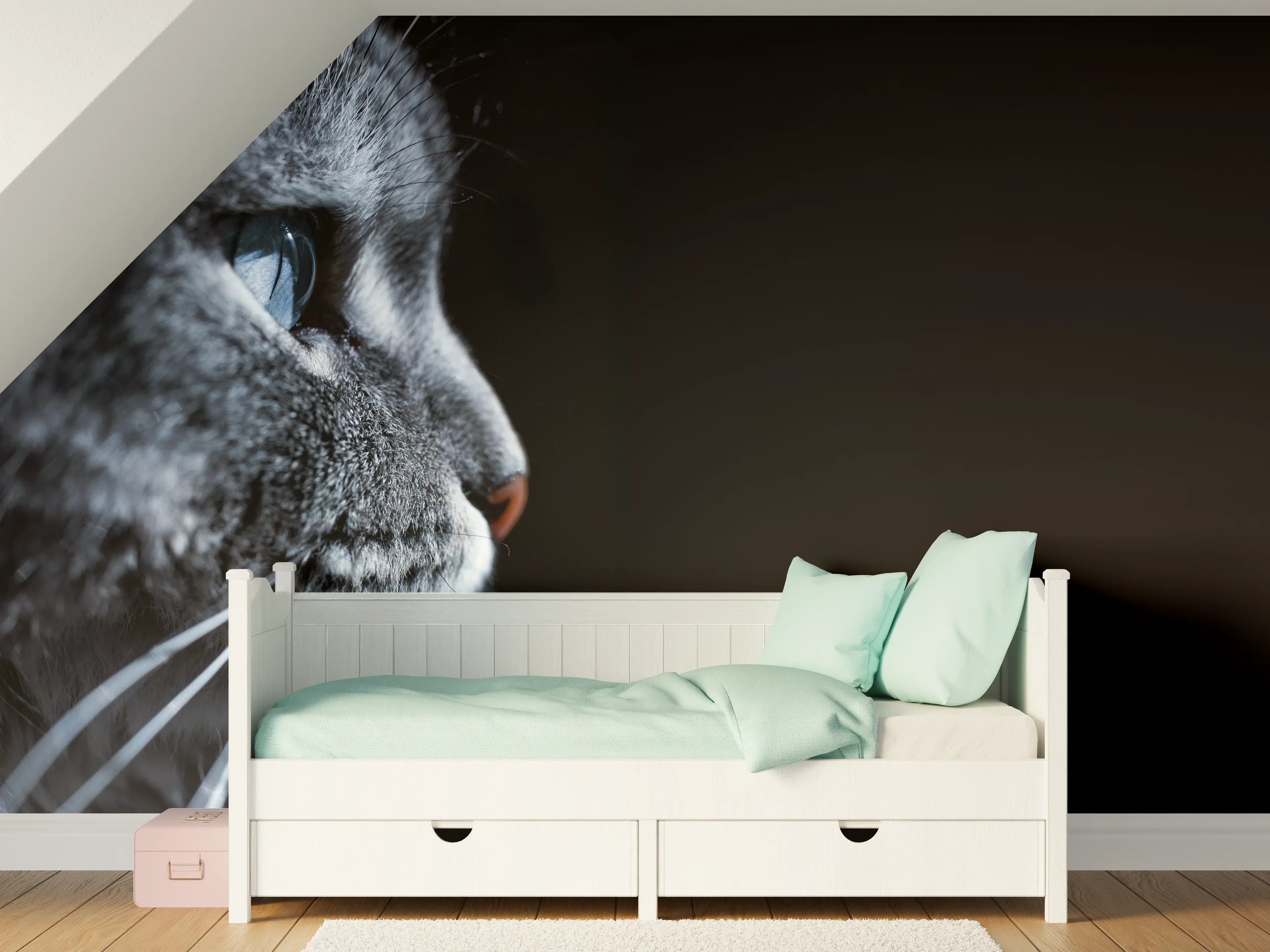 Kinderzimmer Wandgestaltung - Seitliches Katzen-Portrait
