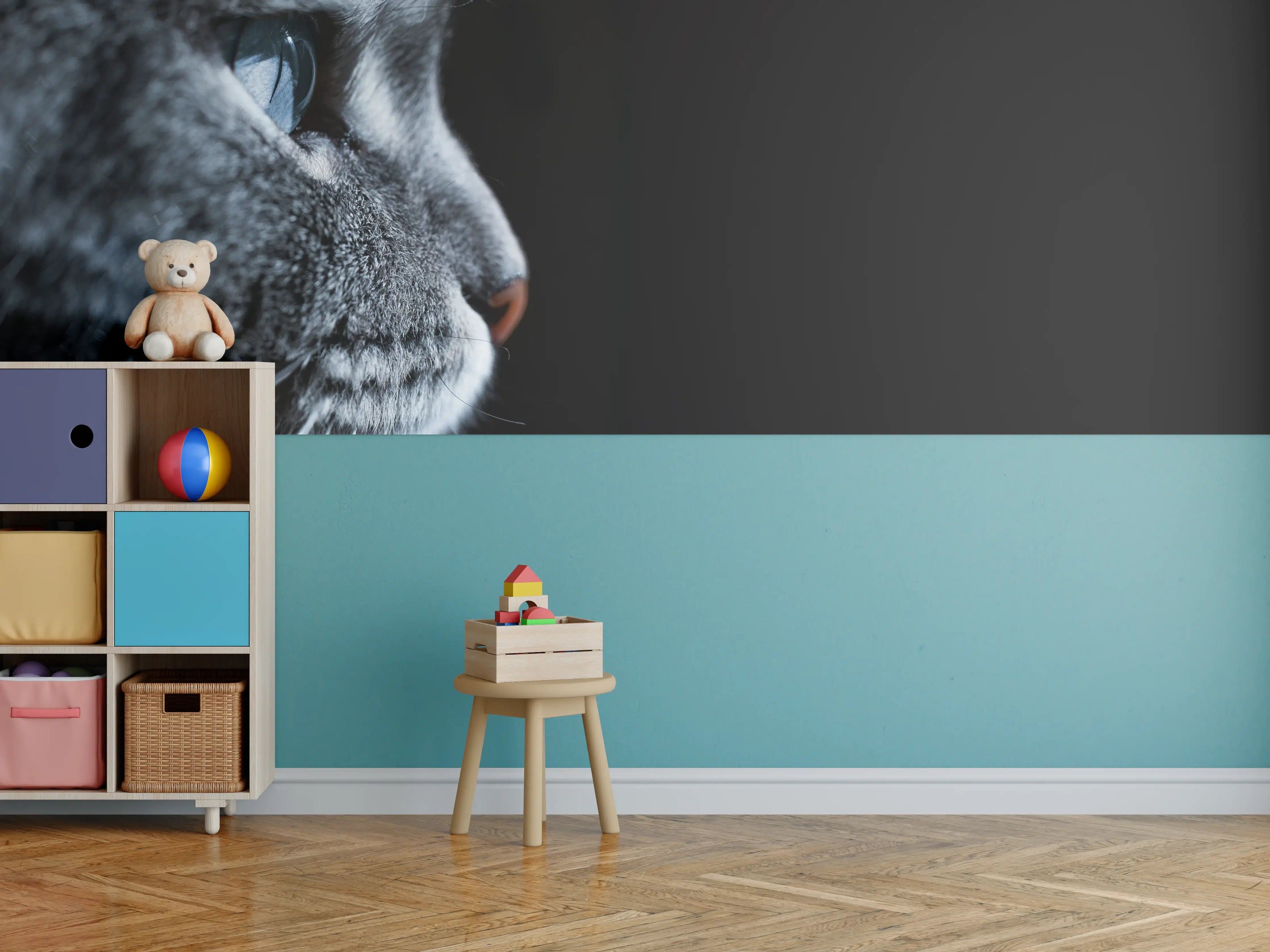 Kinderzimmer Wandgestaltung - Seitliches Katzen-Portrait