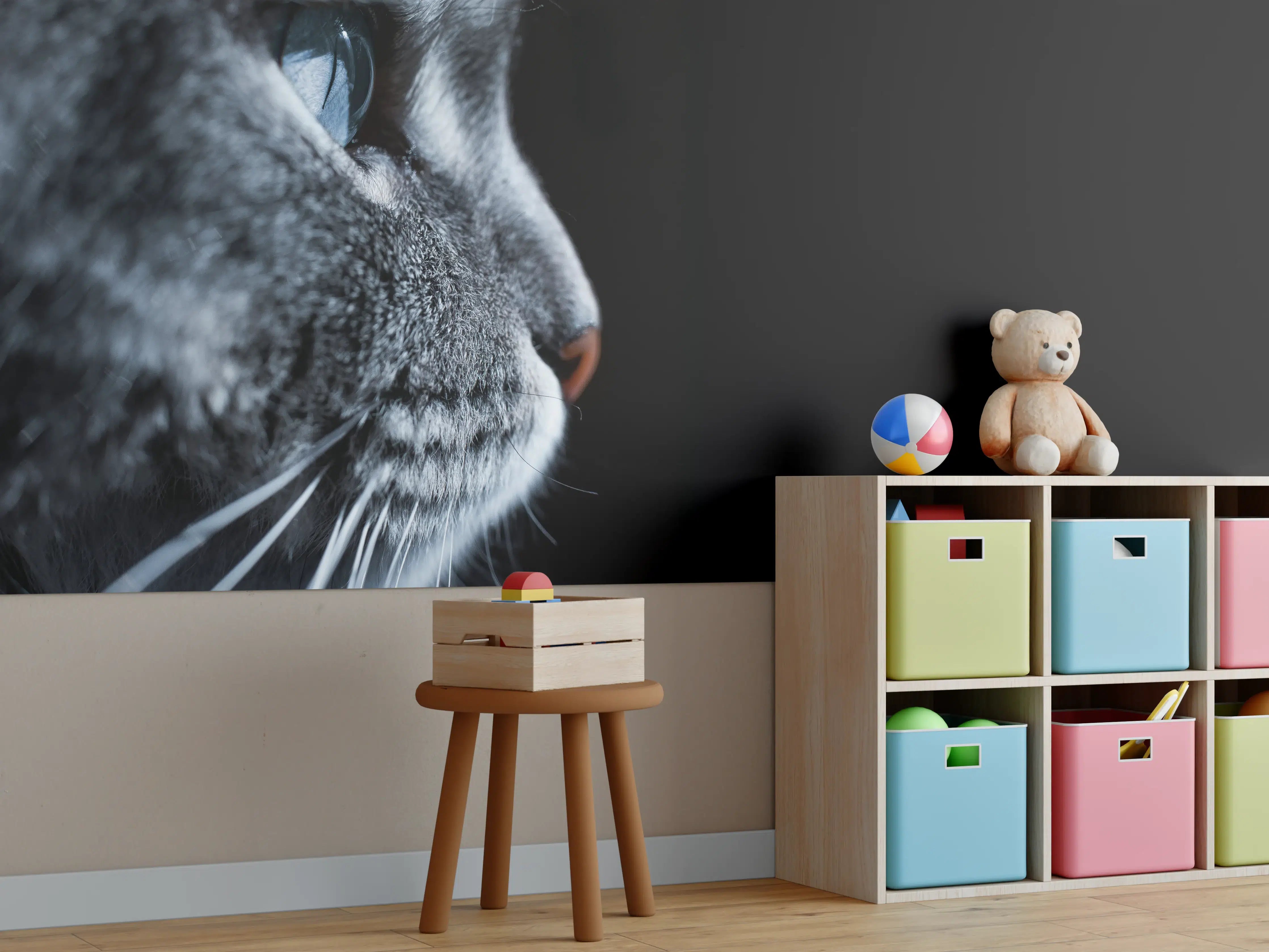 Kinderzimmer Wandgestaltung - Seitliches Katzen-Portrait