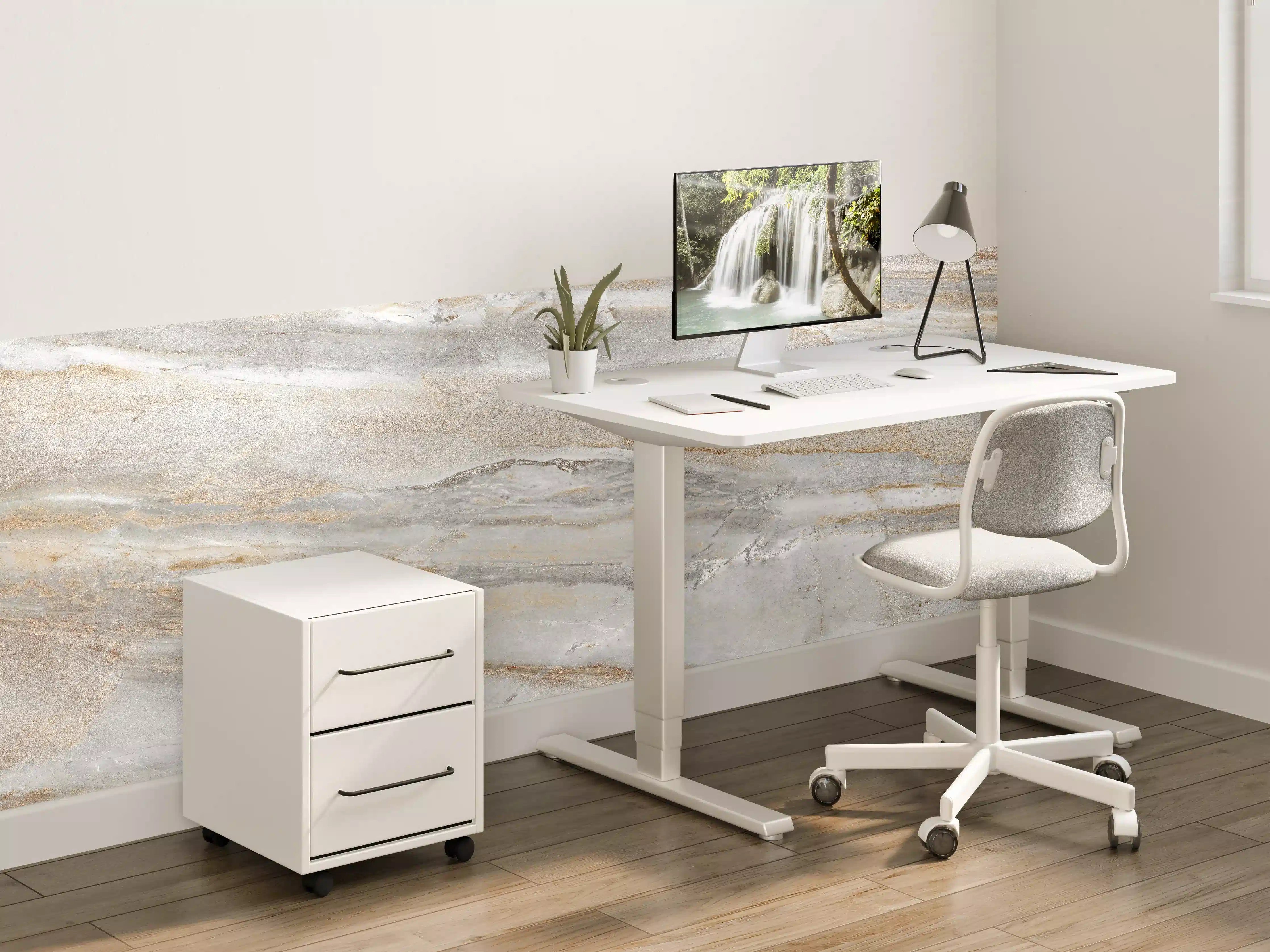 Kinderzimmer Wandgestaltung - Silber-Grau Marmor-Design