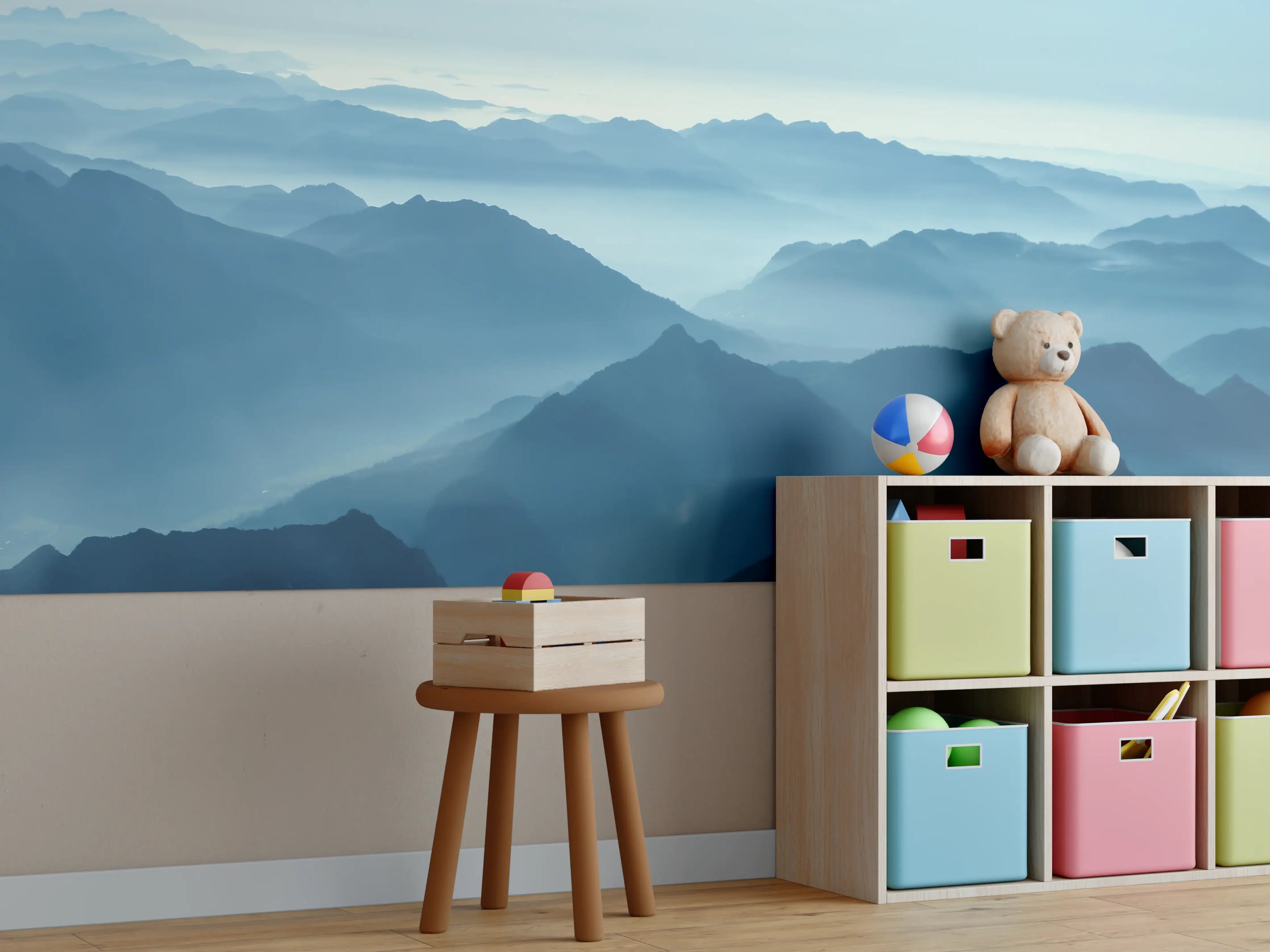Kinderzimmer Wandgestaltung - Silberne Gipfel im Morgengrauen