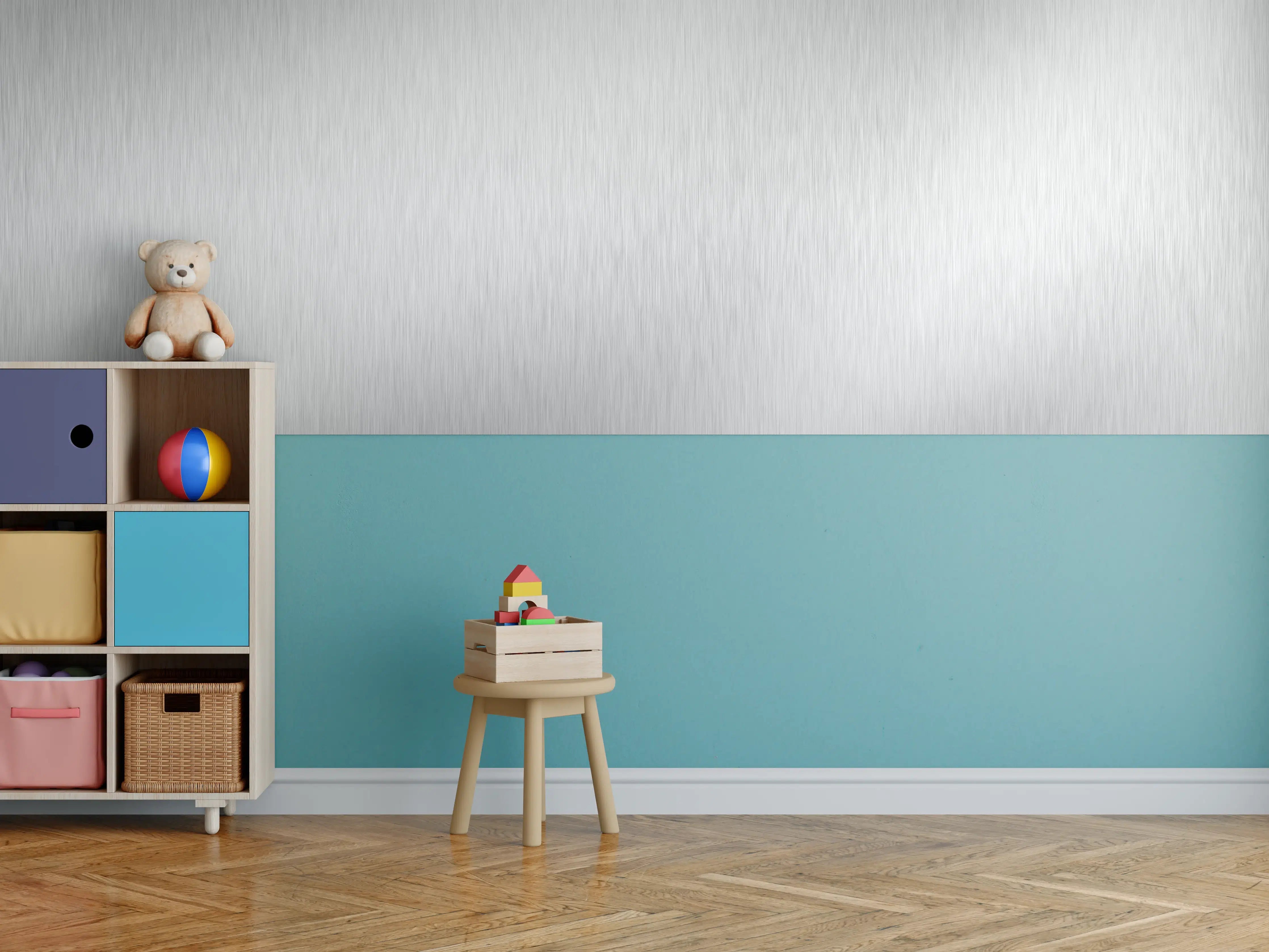 Kinderzimmer Wandgestaltung - Silberne belichtete Oberfläche