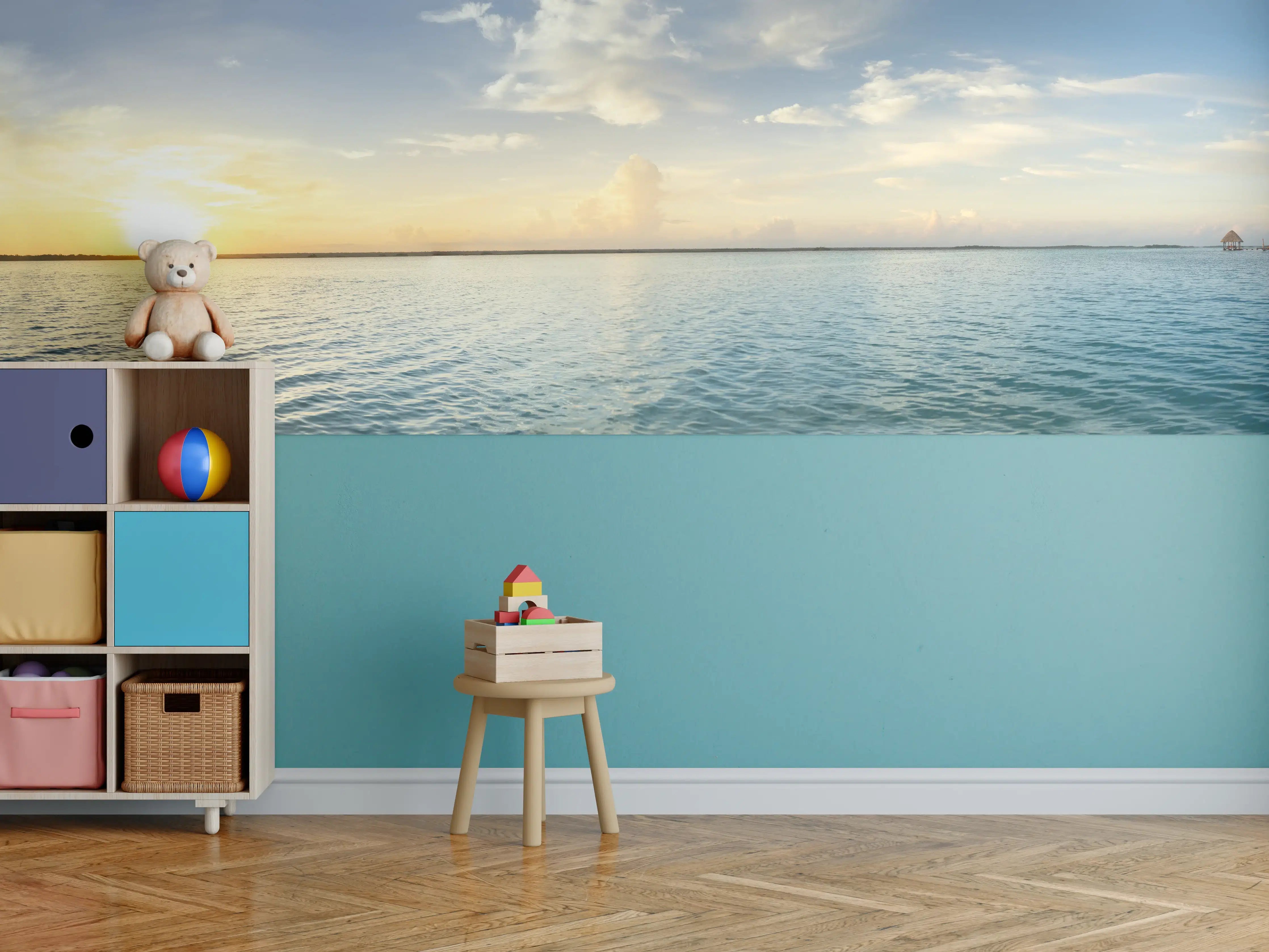 Kinderzimmer Wandgestaltung - Silbernes Abendlicht am Wasser