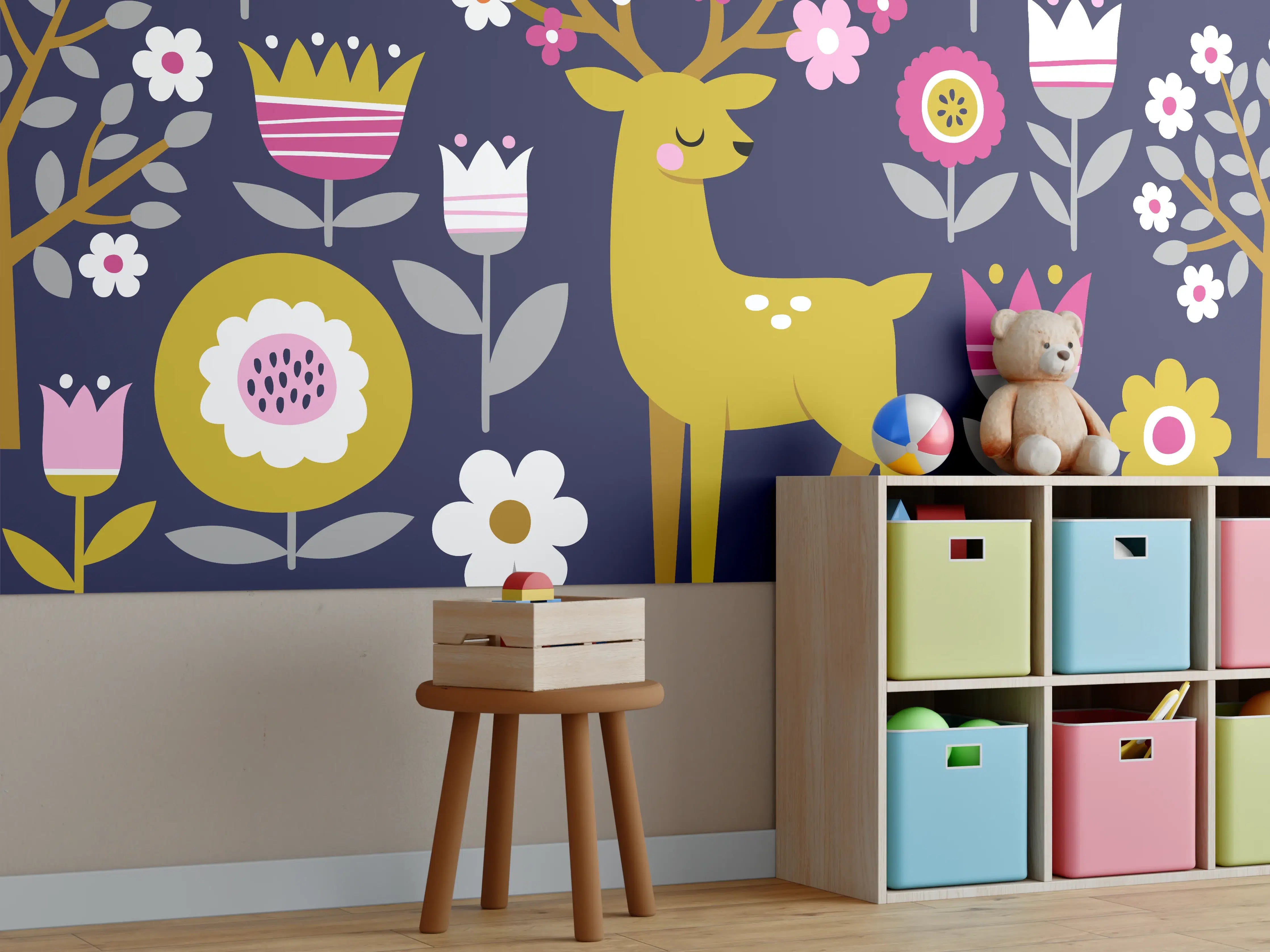 Kinderzimmer Wandgestaltung - Skandinavischer Frühling Muster