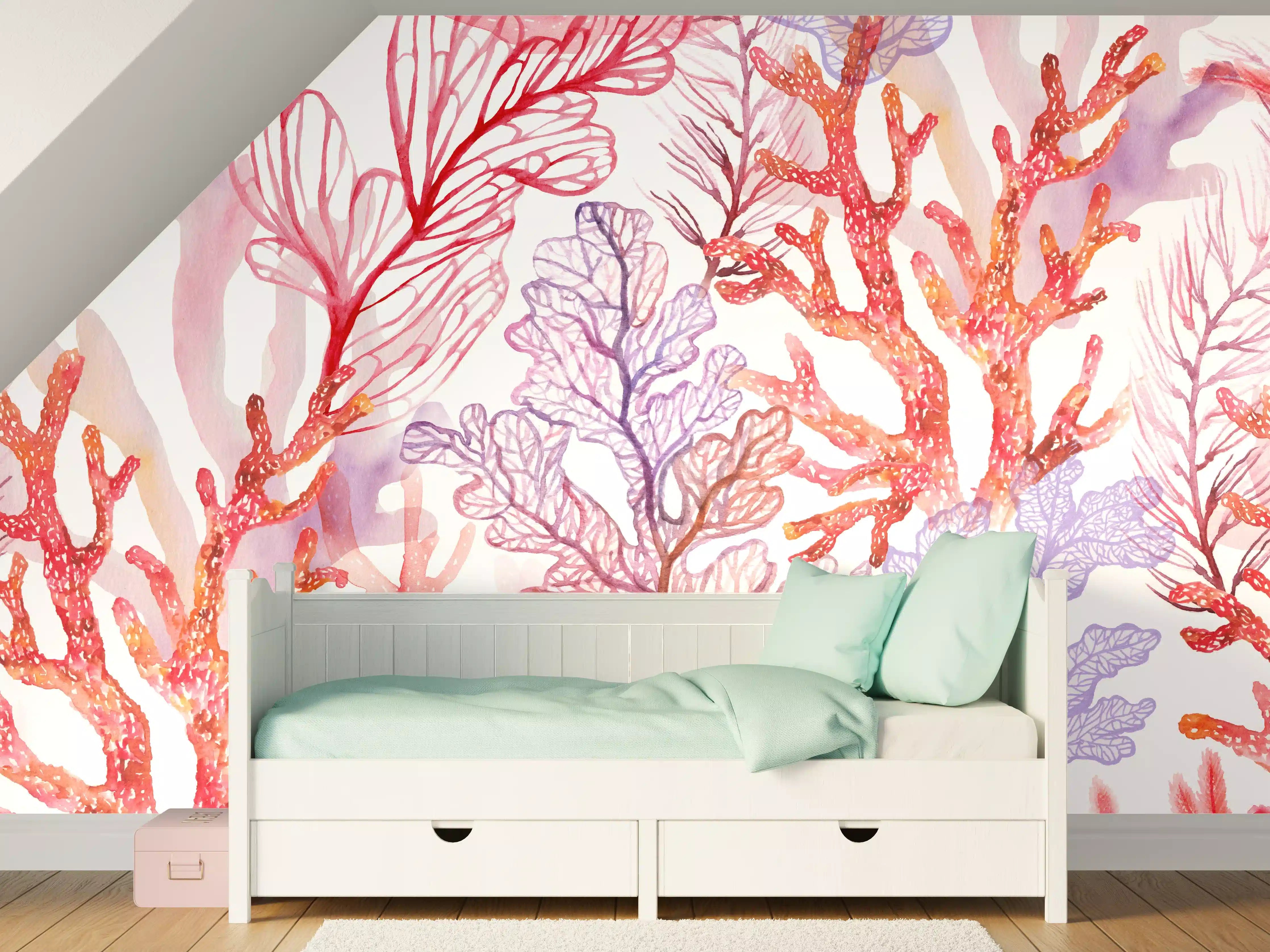 Kinderzimmer Wandgestaltung - Skizzierte Korallen der Unterwasserwelt