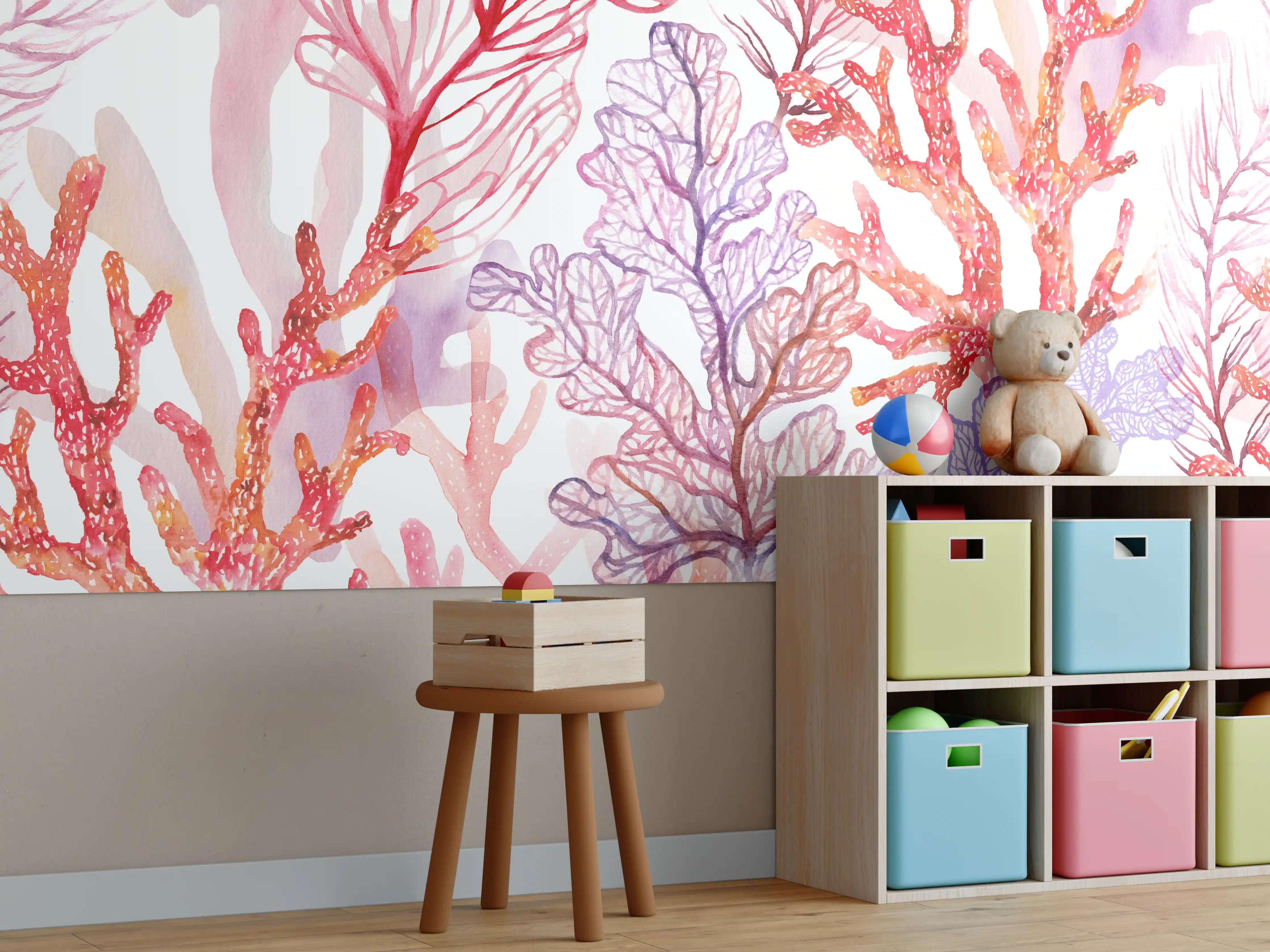 Kinderzimmer Wandgestaltung - Skizzierte Korallen der Unterwasserwelt
