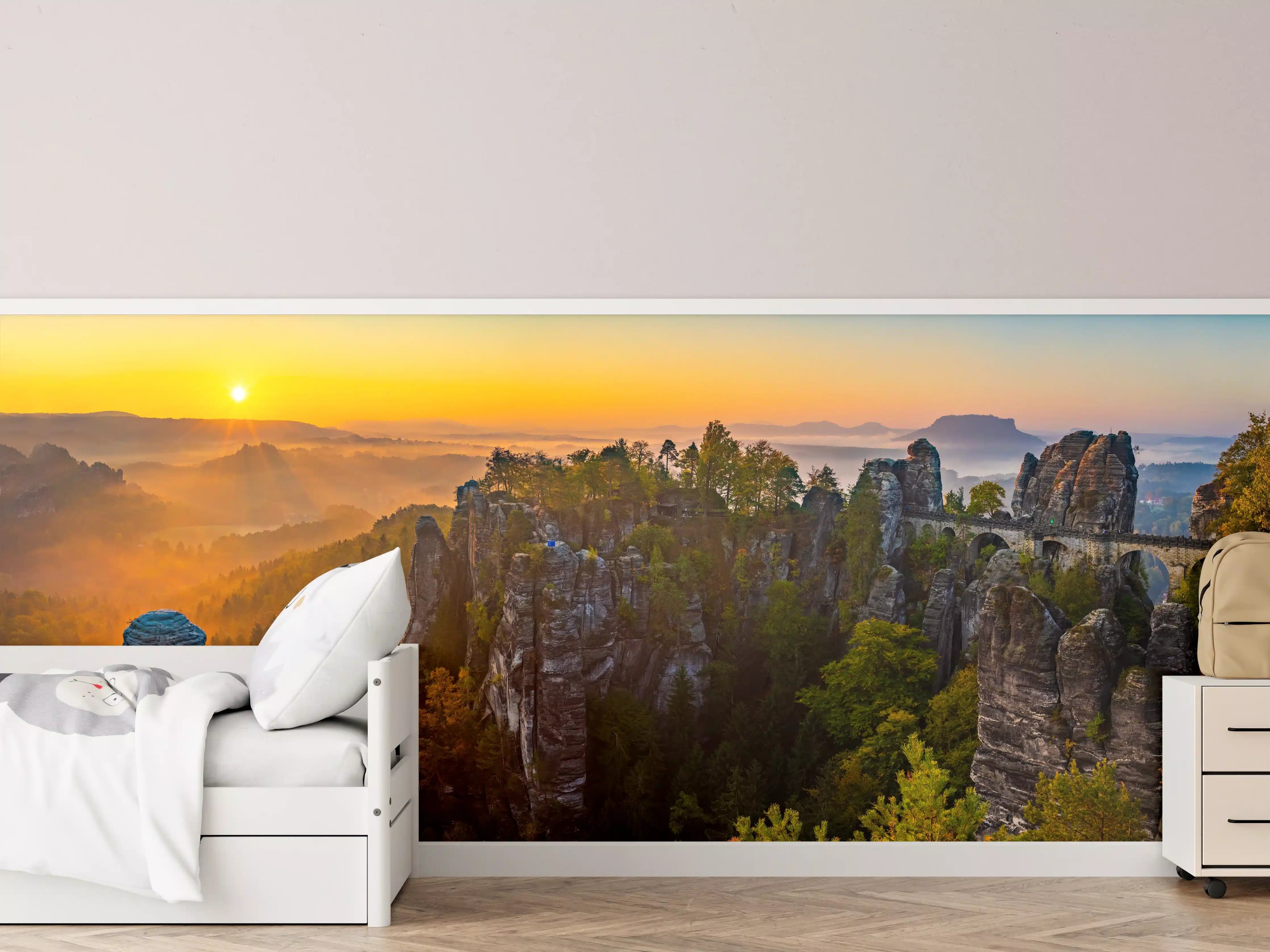 Kinderzimmer Wandgestaltung - Sonnenaufgang Bastei Sächsische Schweiz