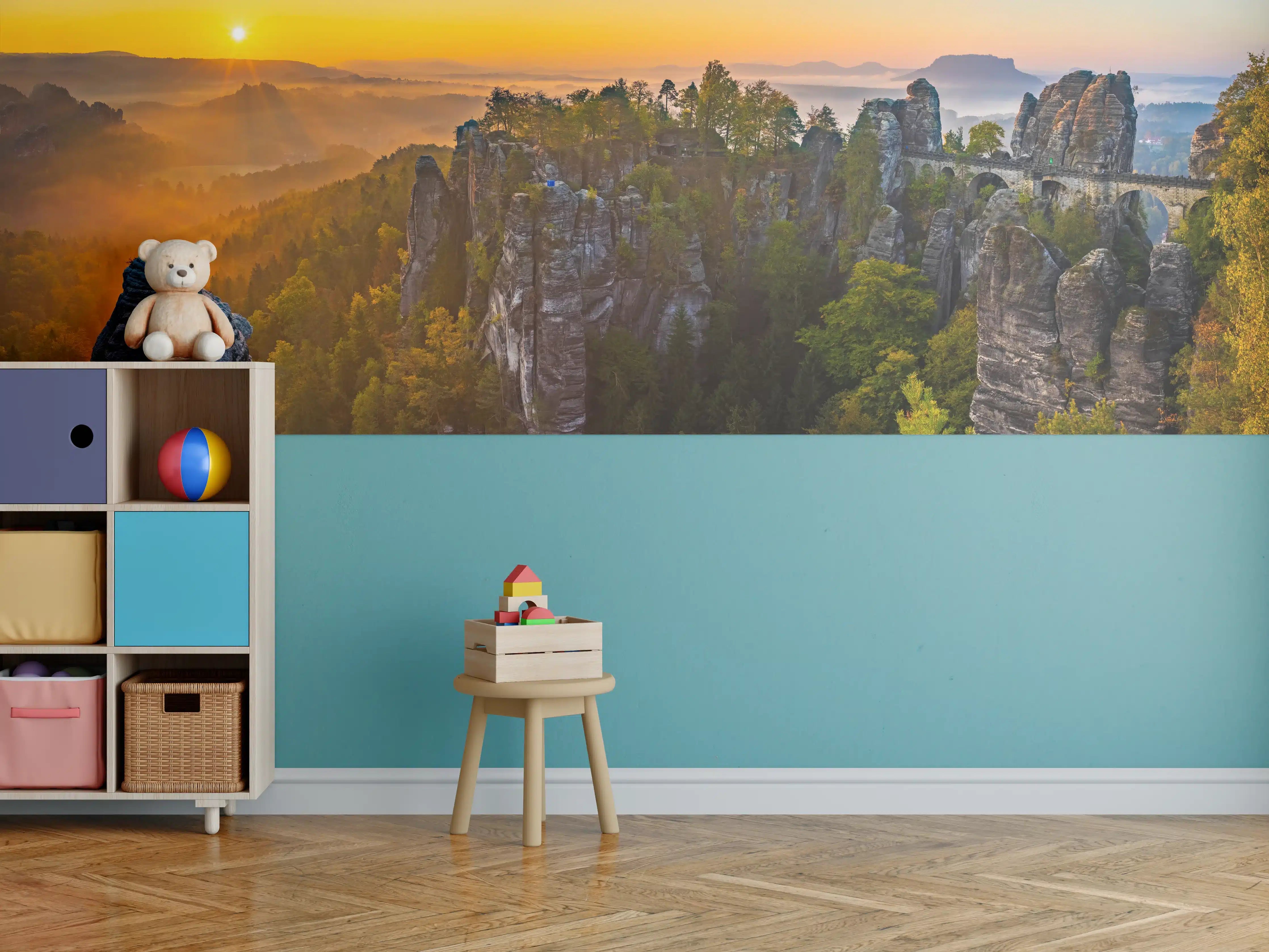 Kinderzimmer Wandgestaltung - Sonnenaufgang Bastei Sächsische Schweiz