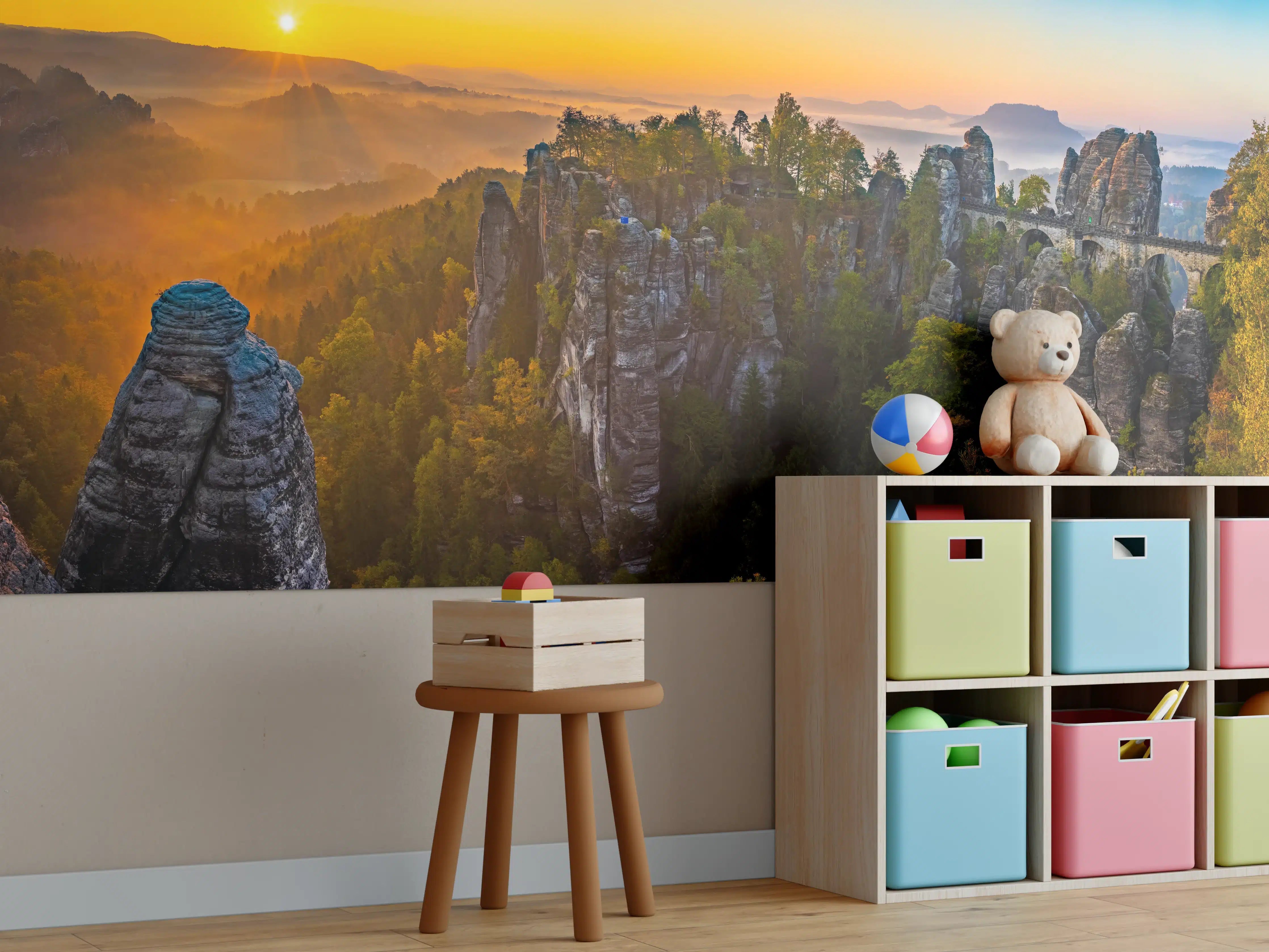 Kinderzimmer Wandgestaltung - Sonnenaufgang Bastei Sächsische Schweiz