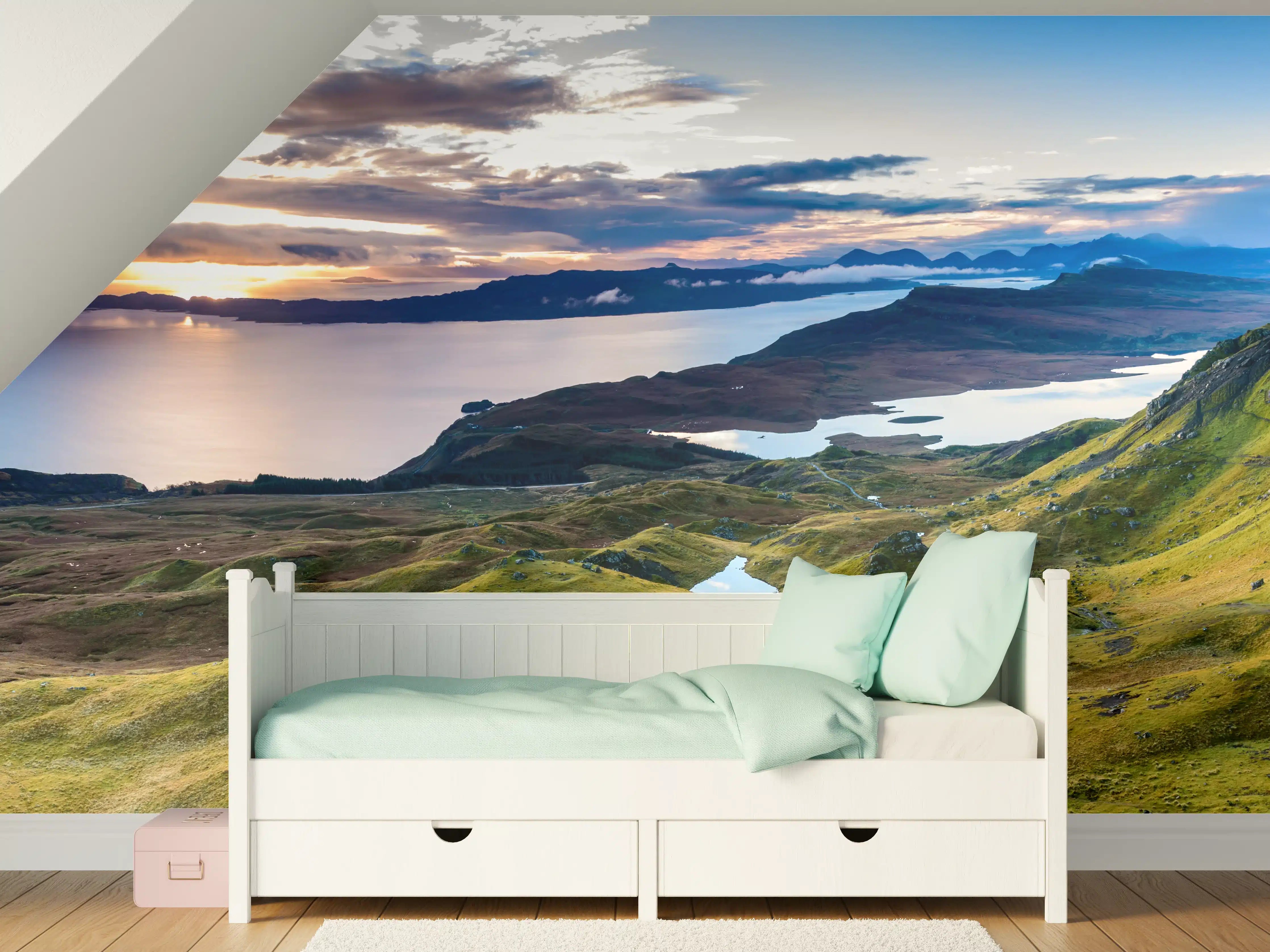 Kinderzimmer Wandgestaltung - Sonnenaufgang auf der Isle of Skye