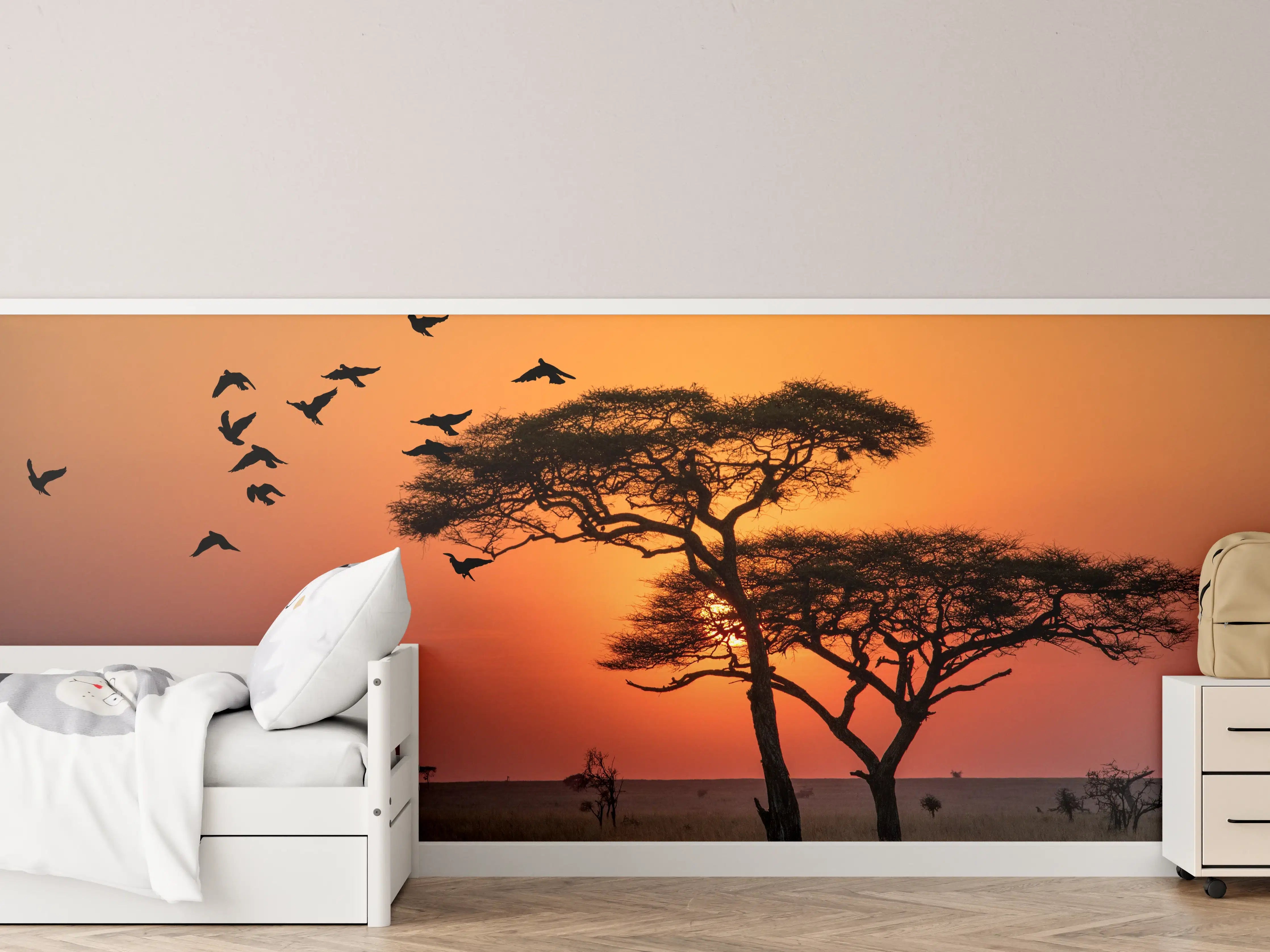 Kinderzimmer Wandgestaltung - Sonnenaufgang im Serengeti-Naturpark