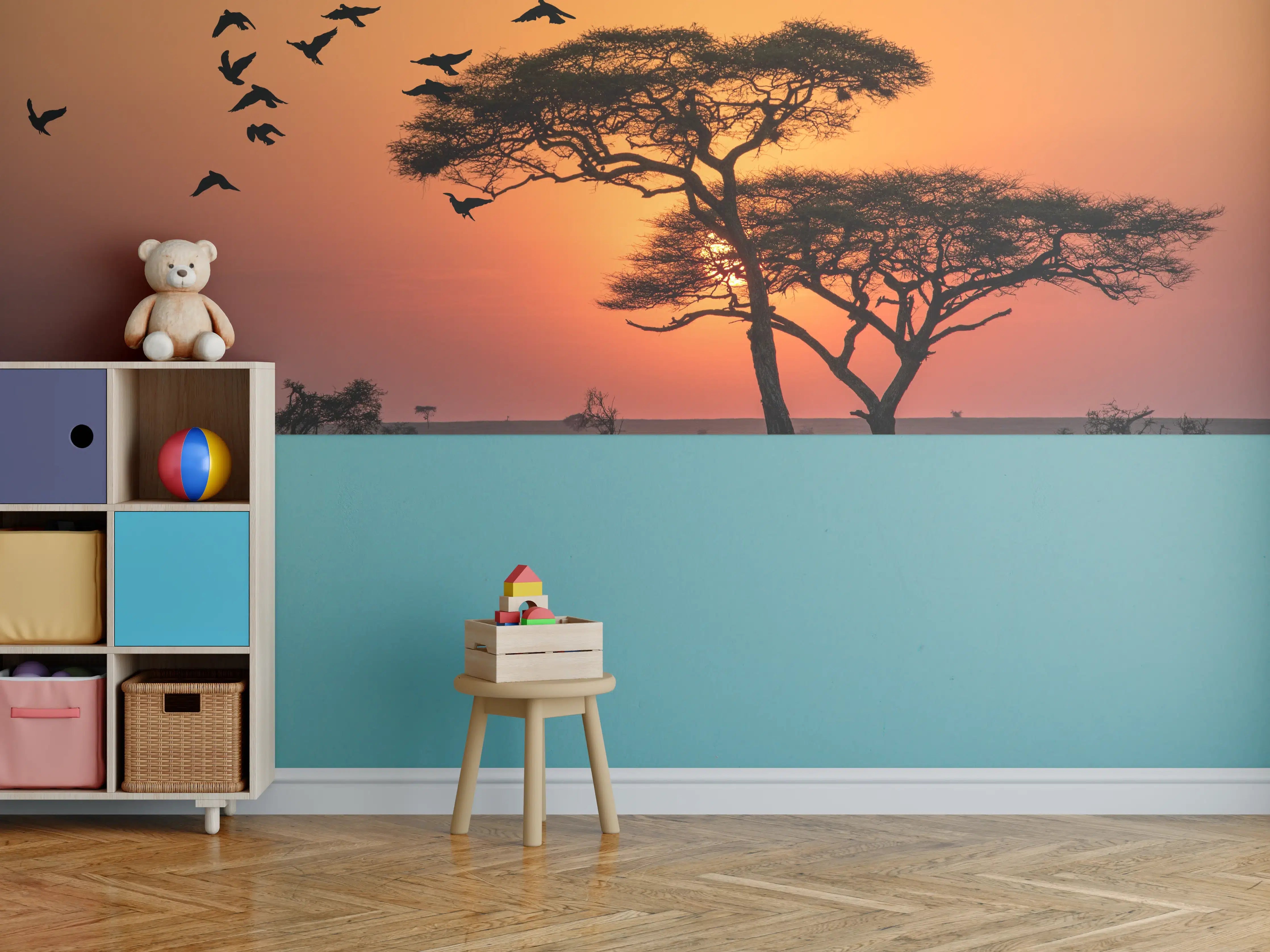 Kinderzimmer Wandgestaltung - Sonnenaufgang im Serengeti-Naturpark