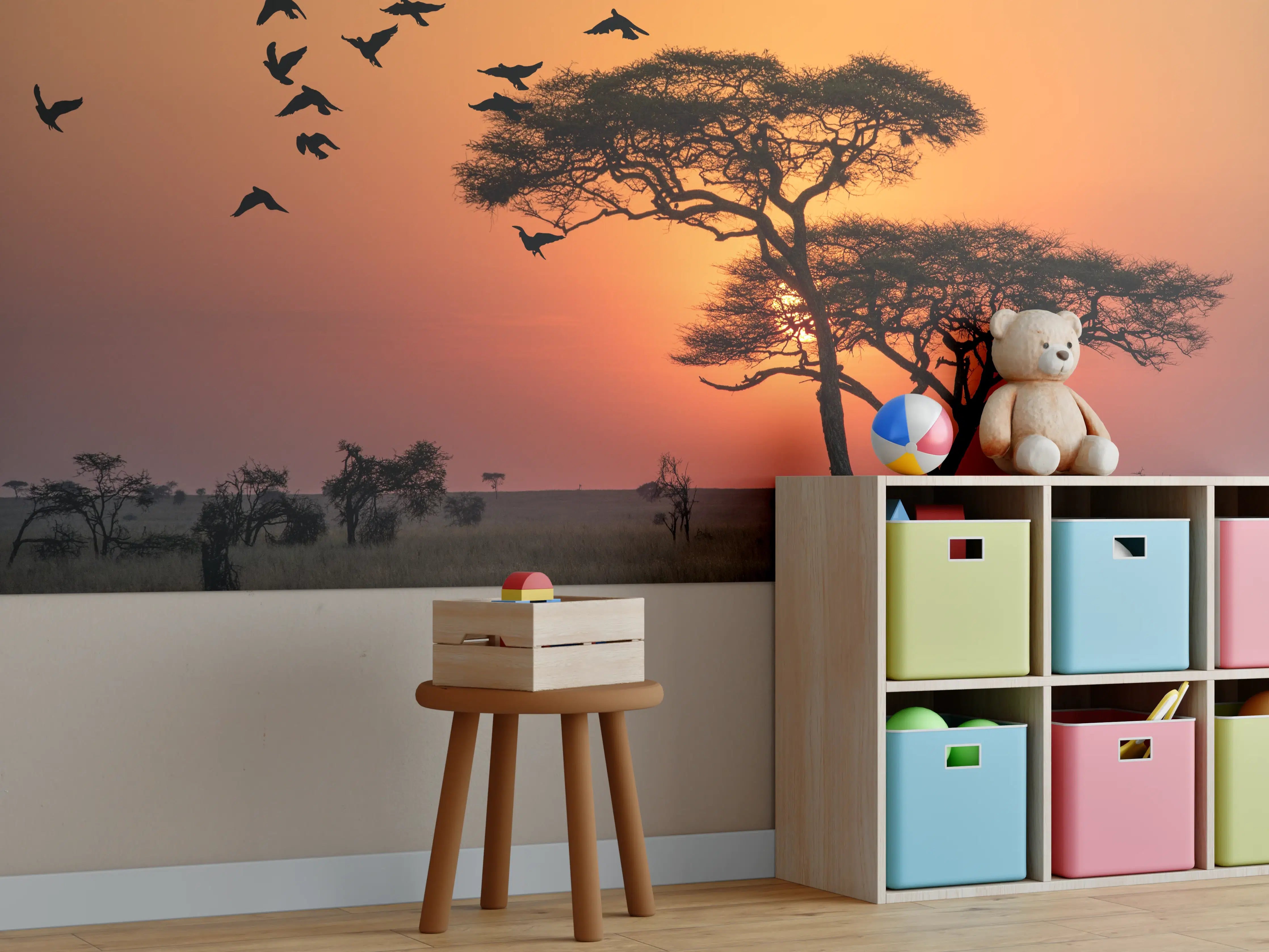 Kinderzimmer Wandgestaltung - Sonnenaufgang im Serengeti-Naturpark