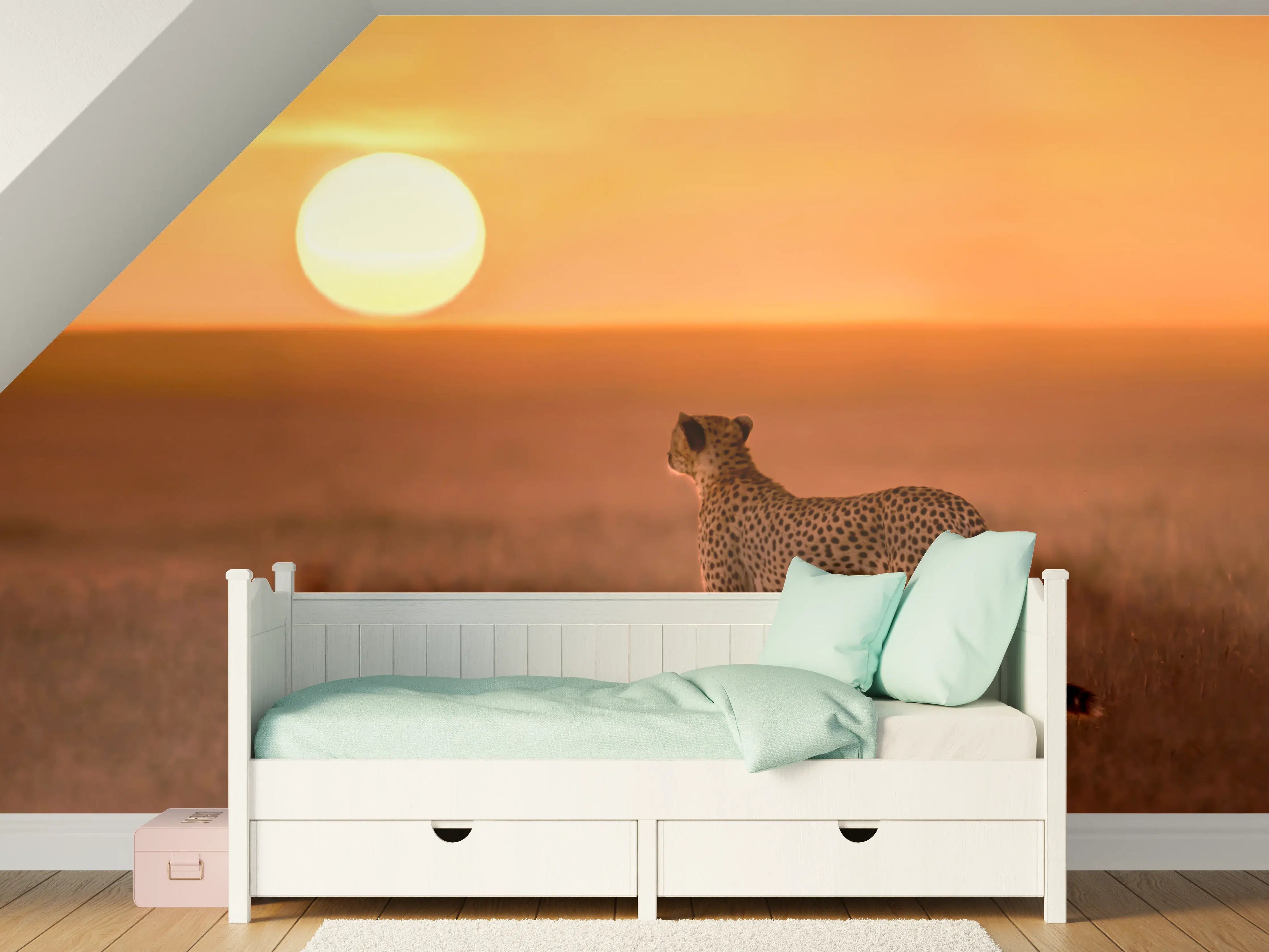 Kinderzimmer Wandgestaltung - Sonnenaufgang in der Savanne - Afrika