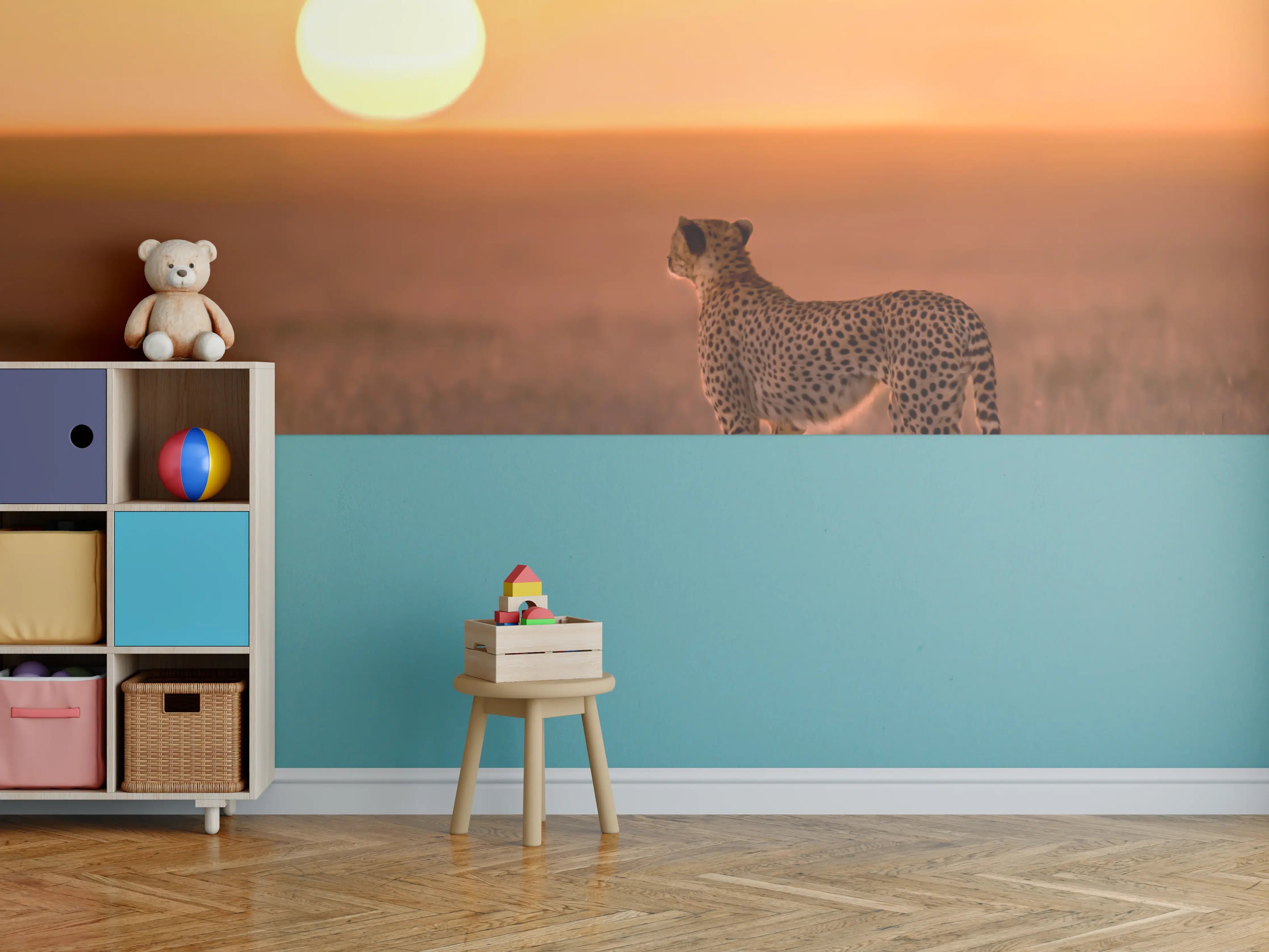 Kinderzimmer Wandgestaltung - Sonnenaufgang in der Savanne - Afrika