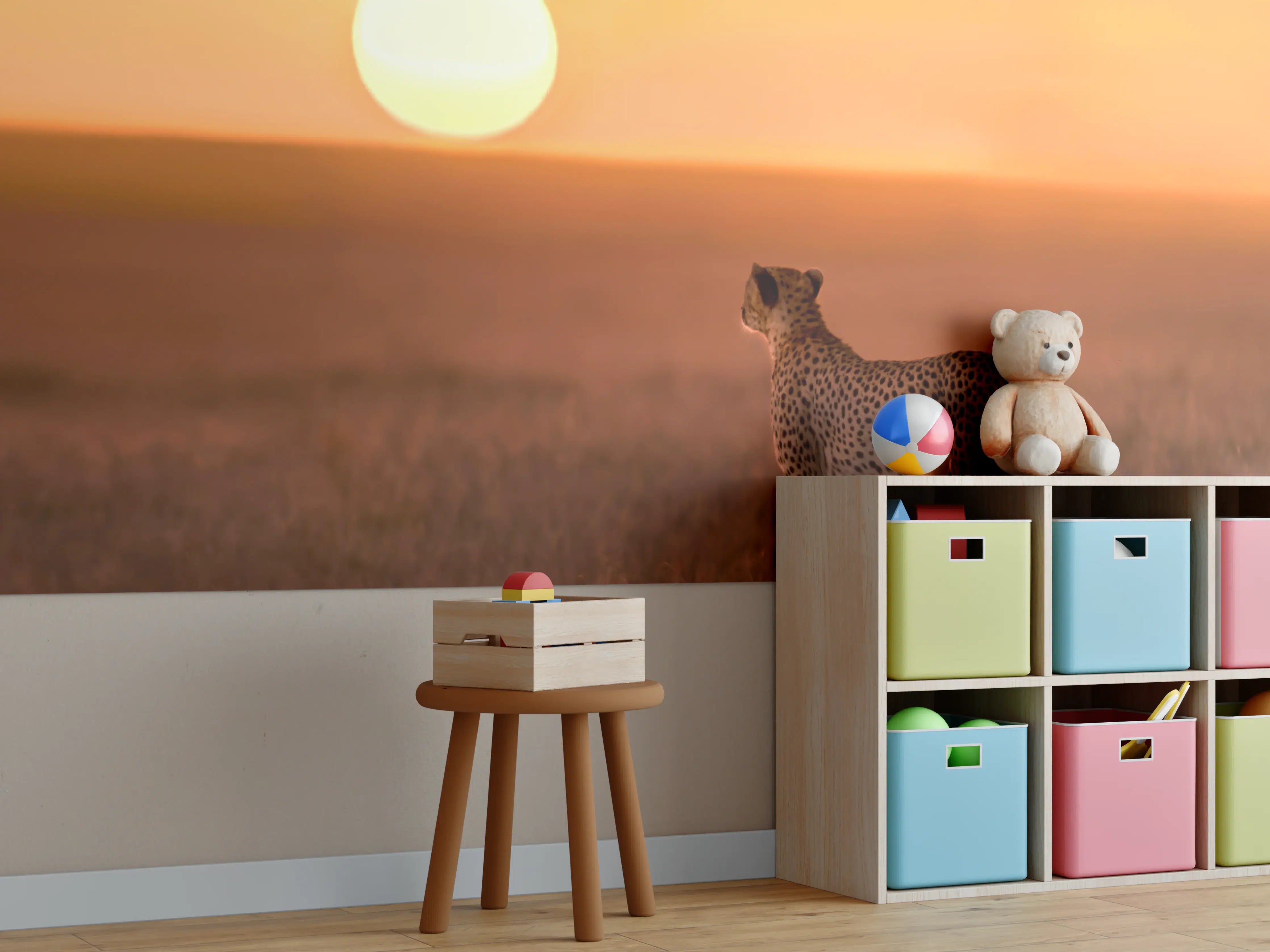 Kinderzimmer Wandgestaltung - Sonnenaufgang in der Savanne - Afrika