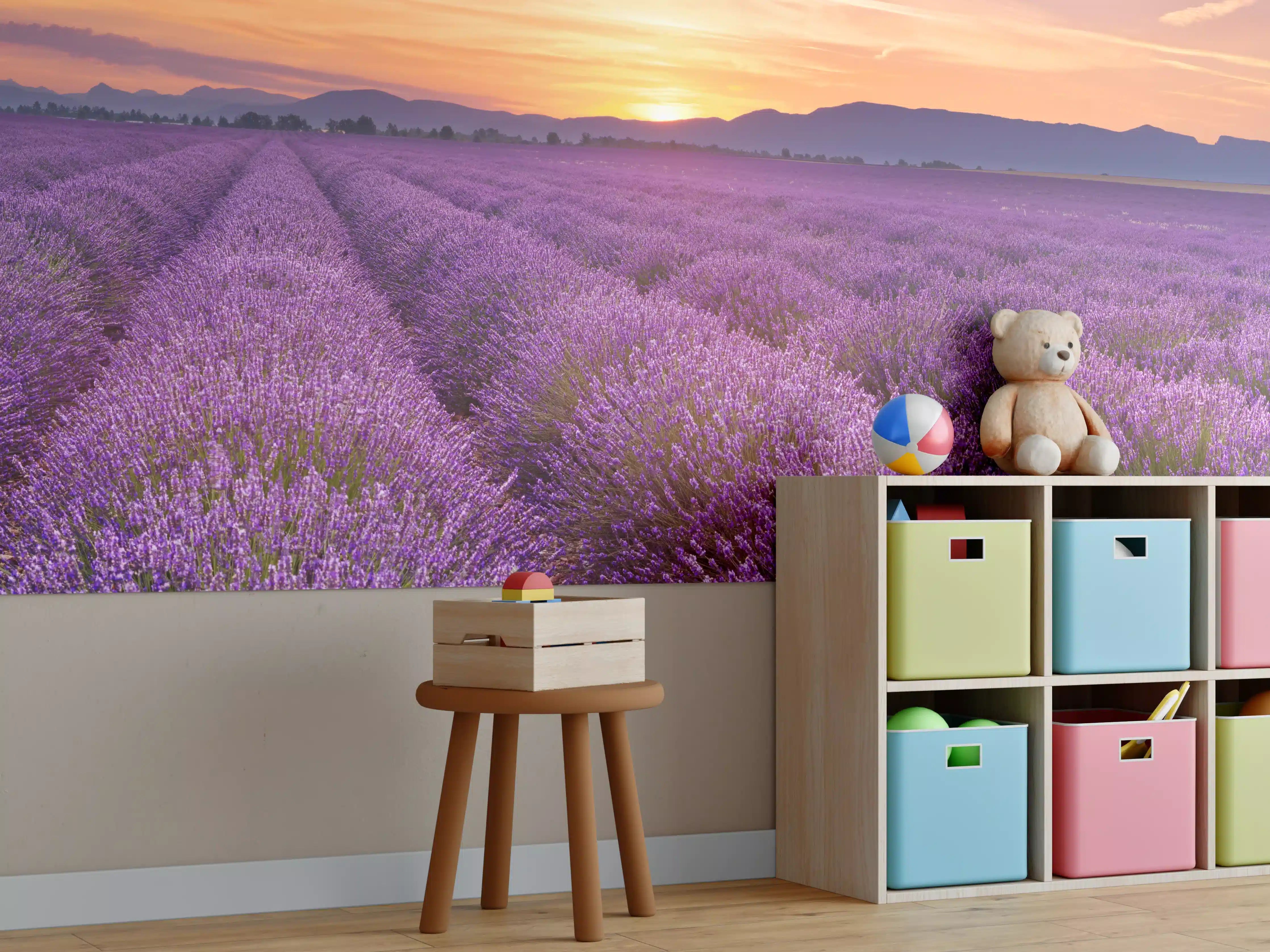 Kinderzimmer Wandgestaltung - Sonnenaufgang über Lavendelfelder - Provence