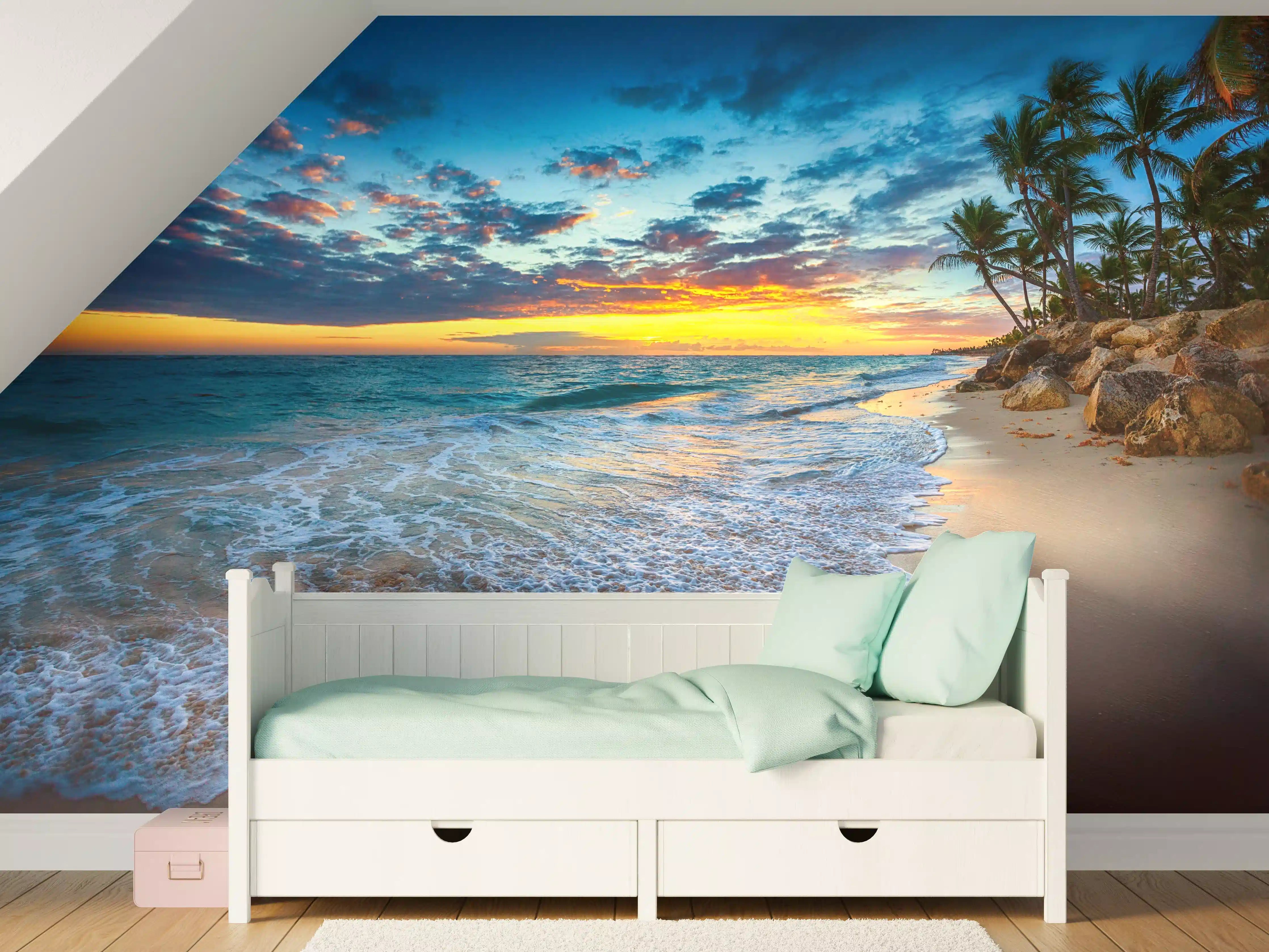 Kinderzimmer Wandgestaltung - Sonnenaufgang über dem Strand