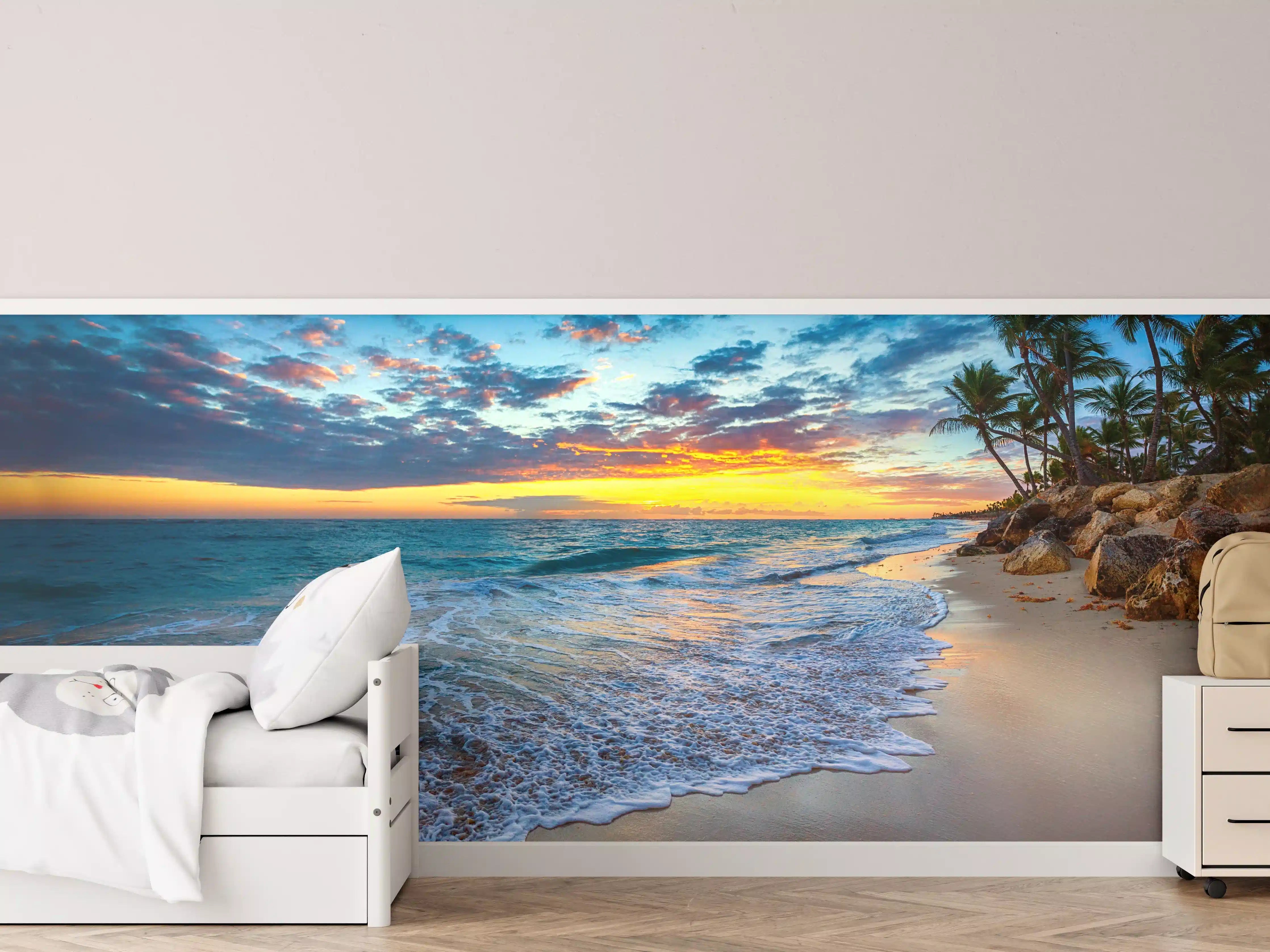 Kinderzimmer Wandgestaltung - Sonnenaufgang über dem Strand