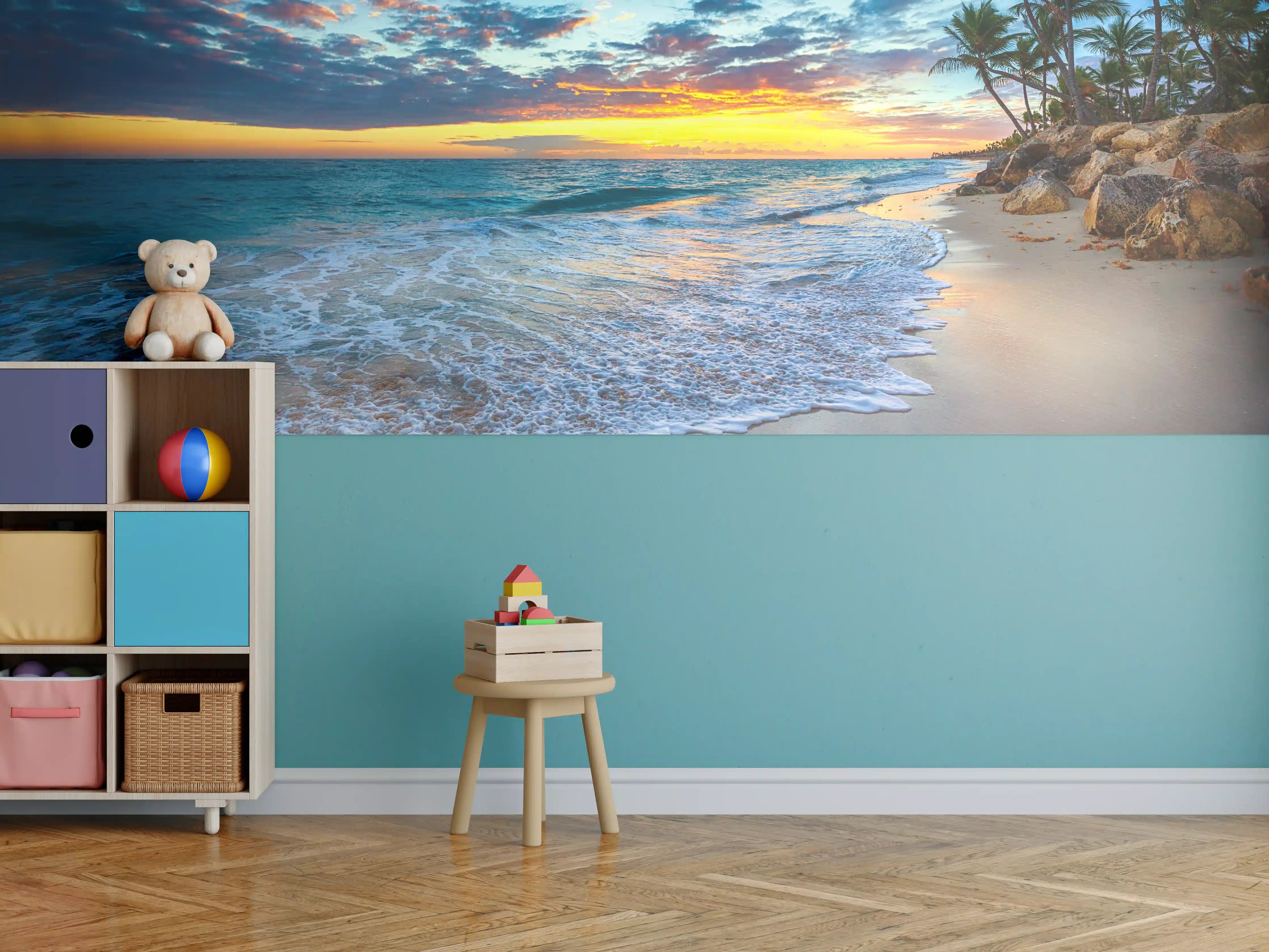 Kinderzimmer Wandgestaltung - Sonnenaufgang über dem Strand