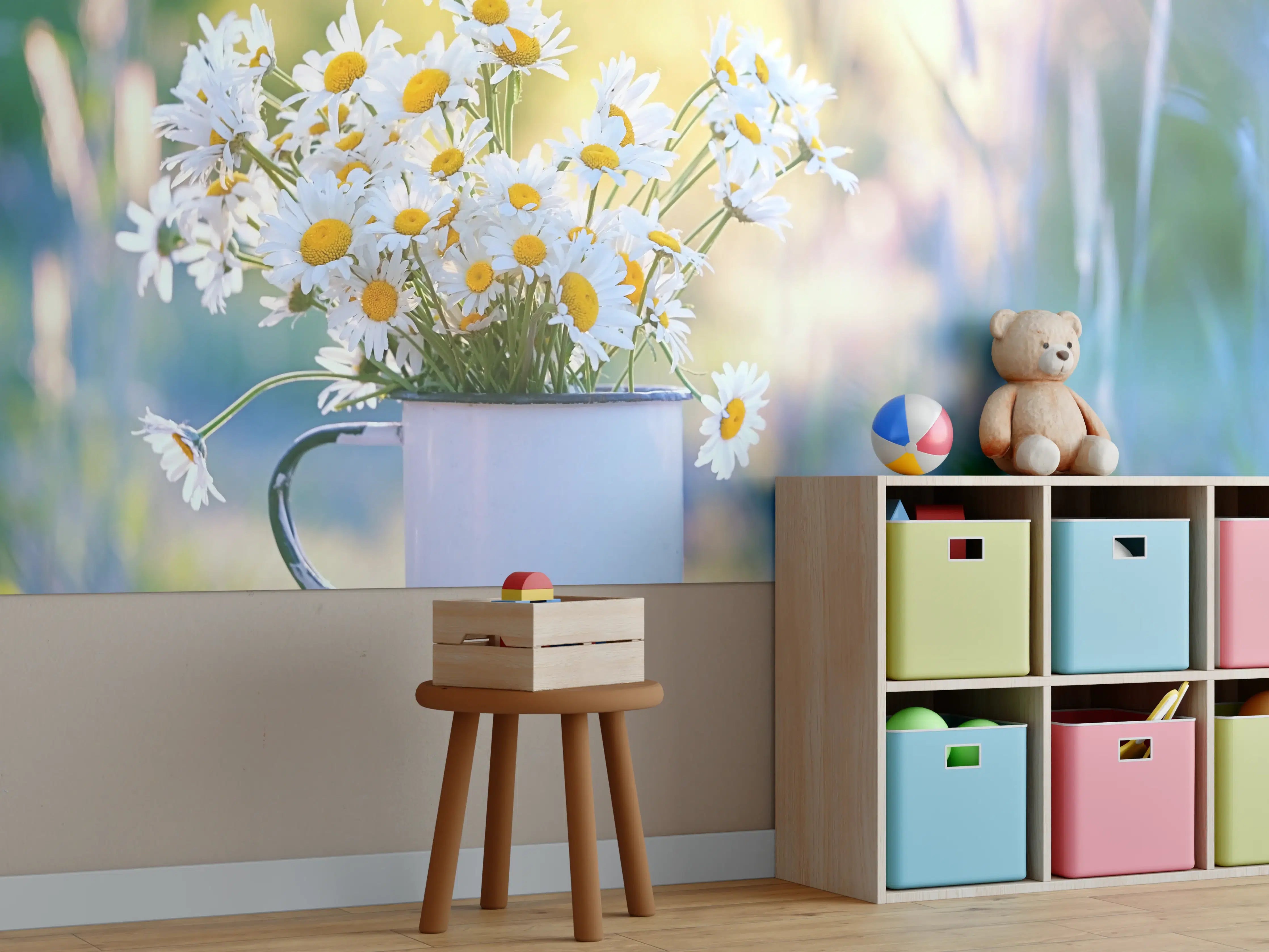 Kinderzimmer Wandgestaltung - Sonnenbeschienene Gänseblümchen