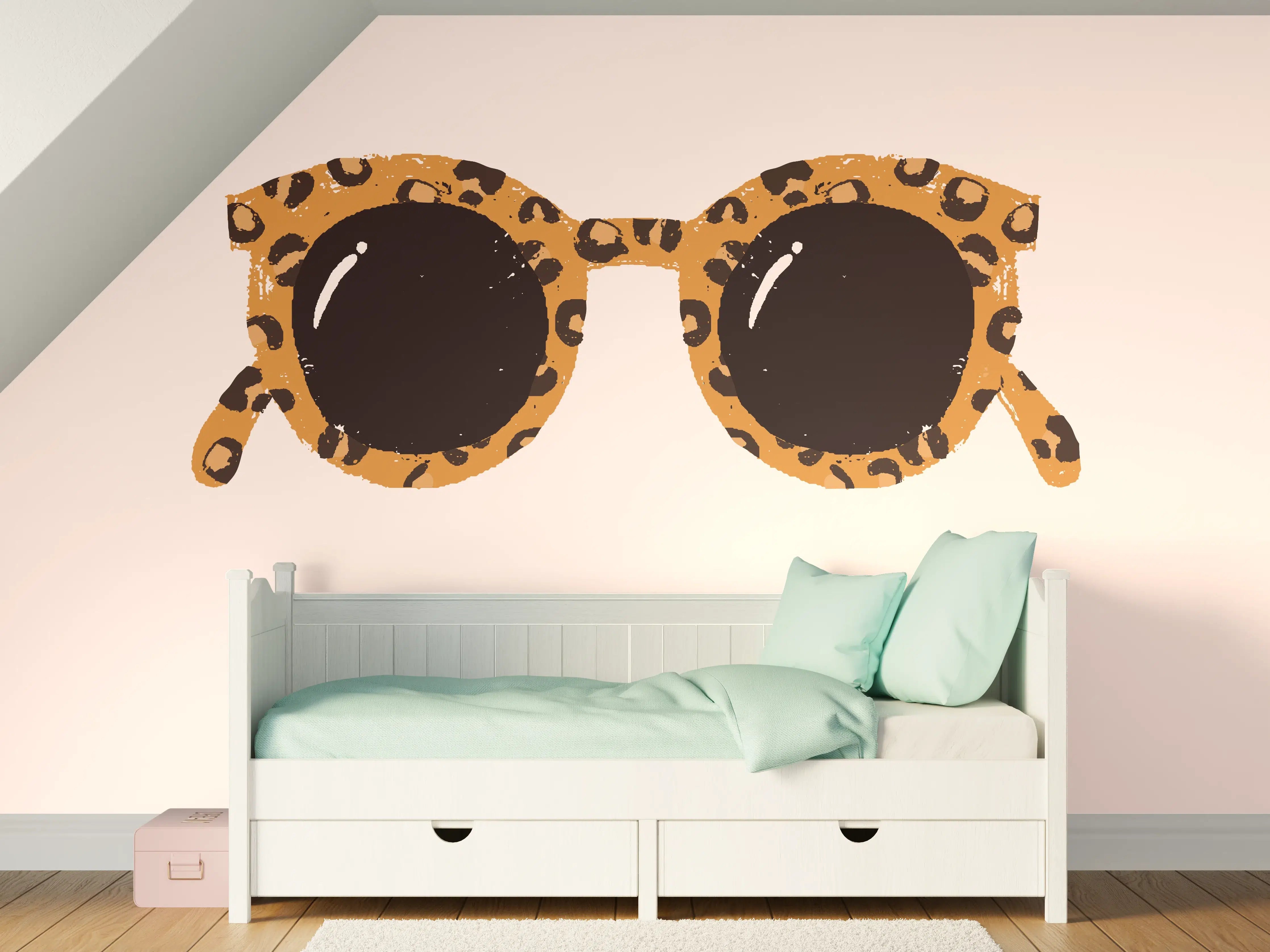 Kinderzimmer Wandgestaltung - Sonnenbrille - Leopardenmuster
