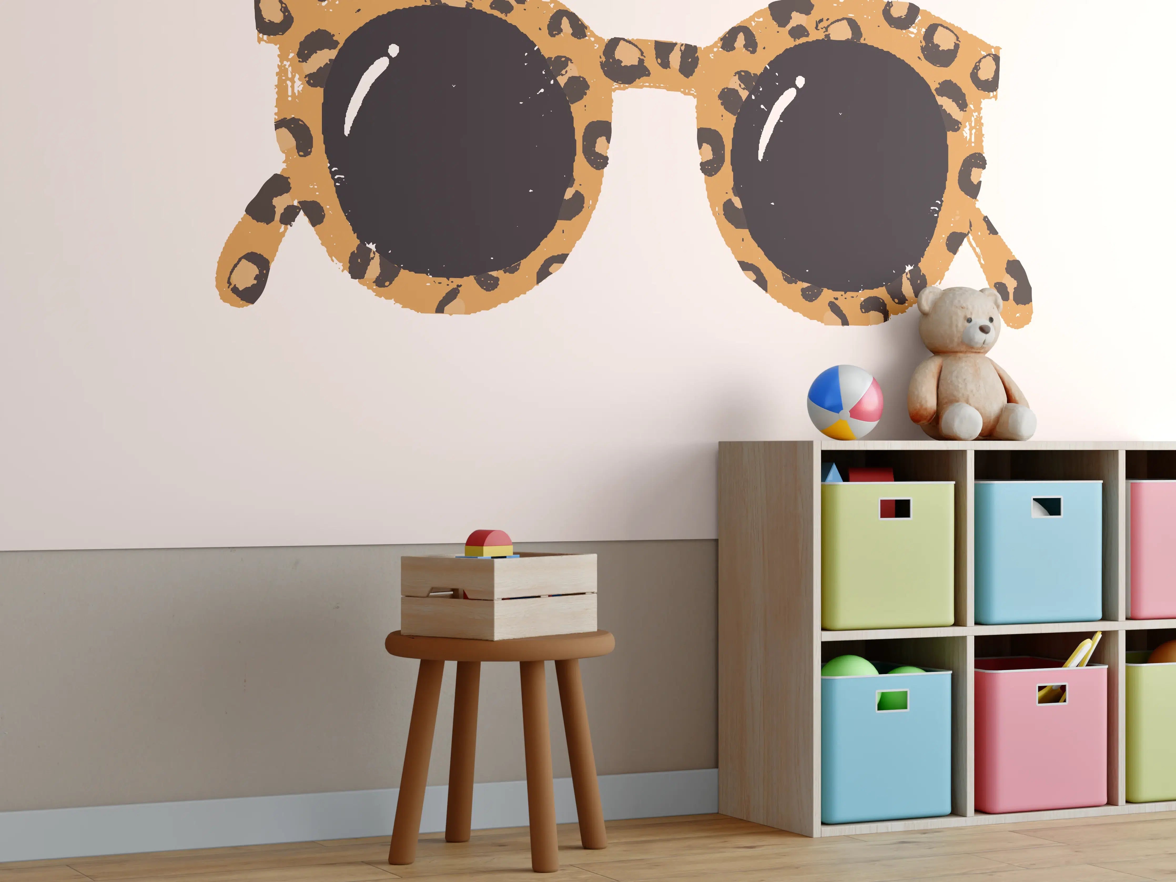 Kinderzimmer Wandgestaltung - Sonnenbrille - Leopardenmuster