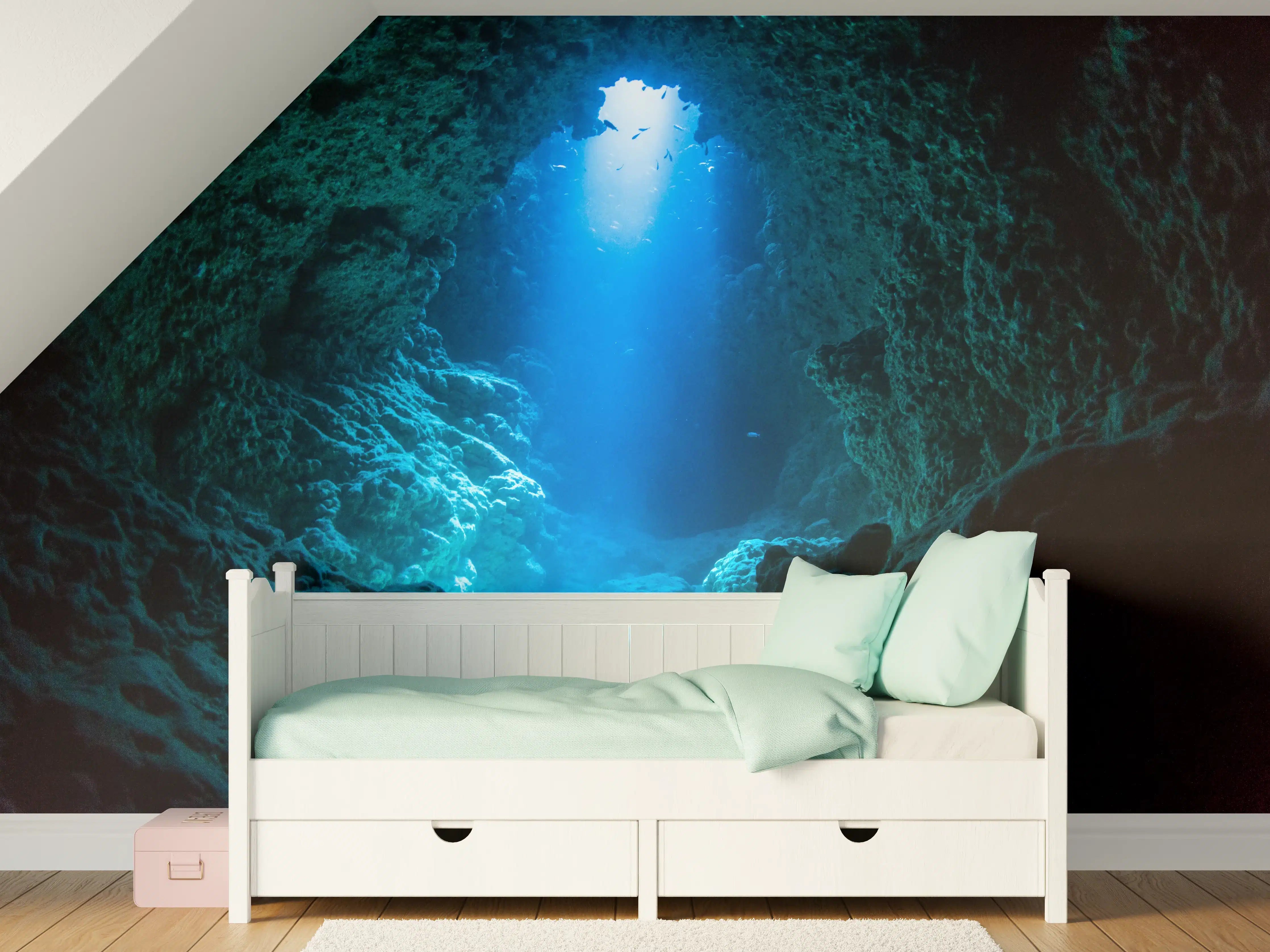 Kinderzimmer Wandgestaltung - Sonnenstrahl in die Unterwasserhöhle