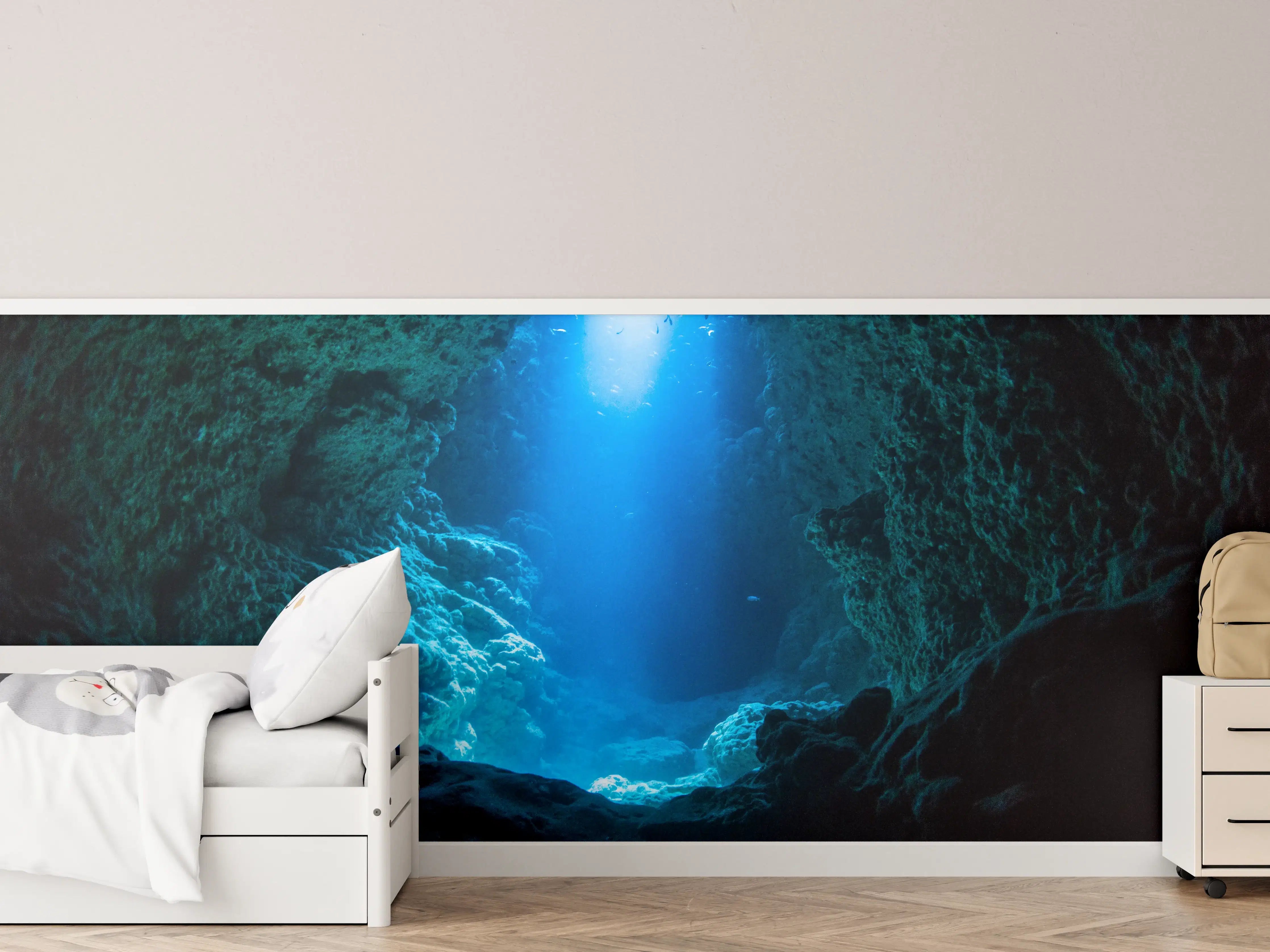 Kinderzimmer Wandgestaltung - Sonnenstrahl in die Unterwasserhöhle