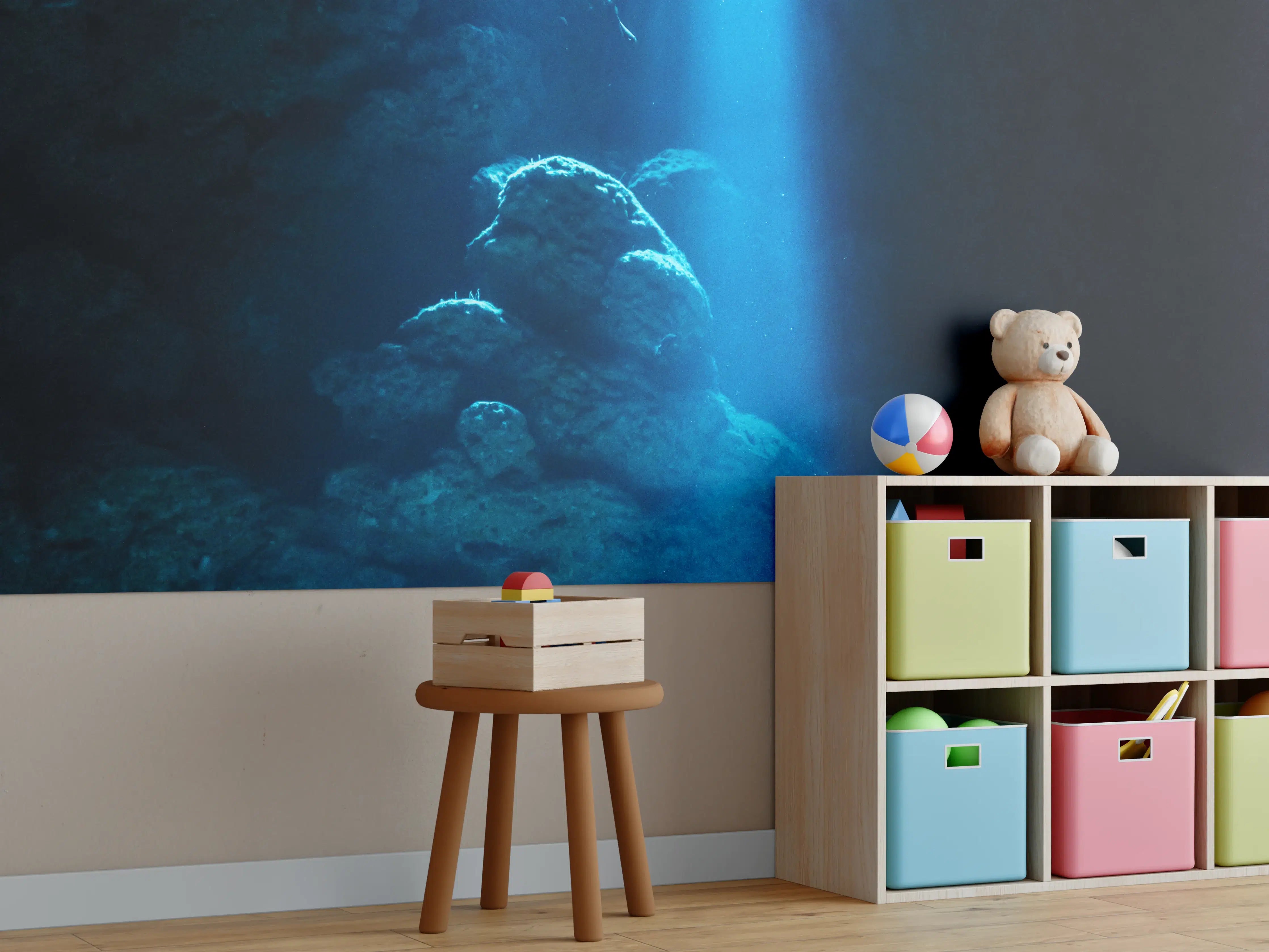 Kinderzimmer Wandgestaltung - Sonnenstrahl in die Unterwasserhöhle im japanischen Ozean