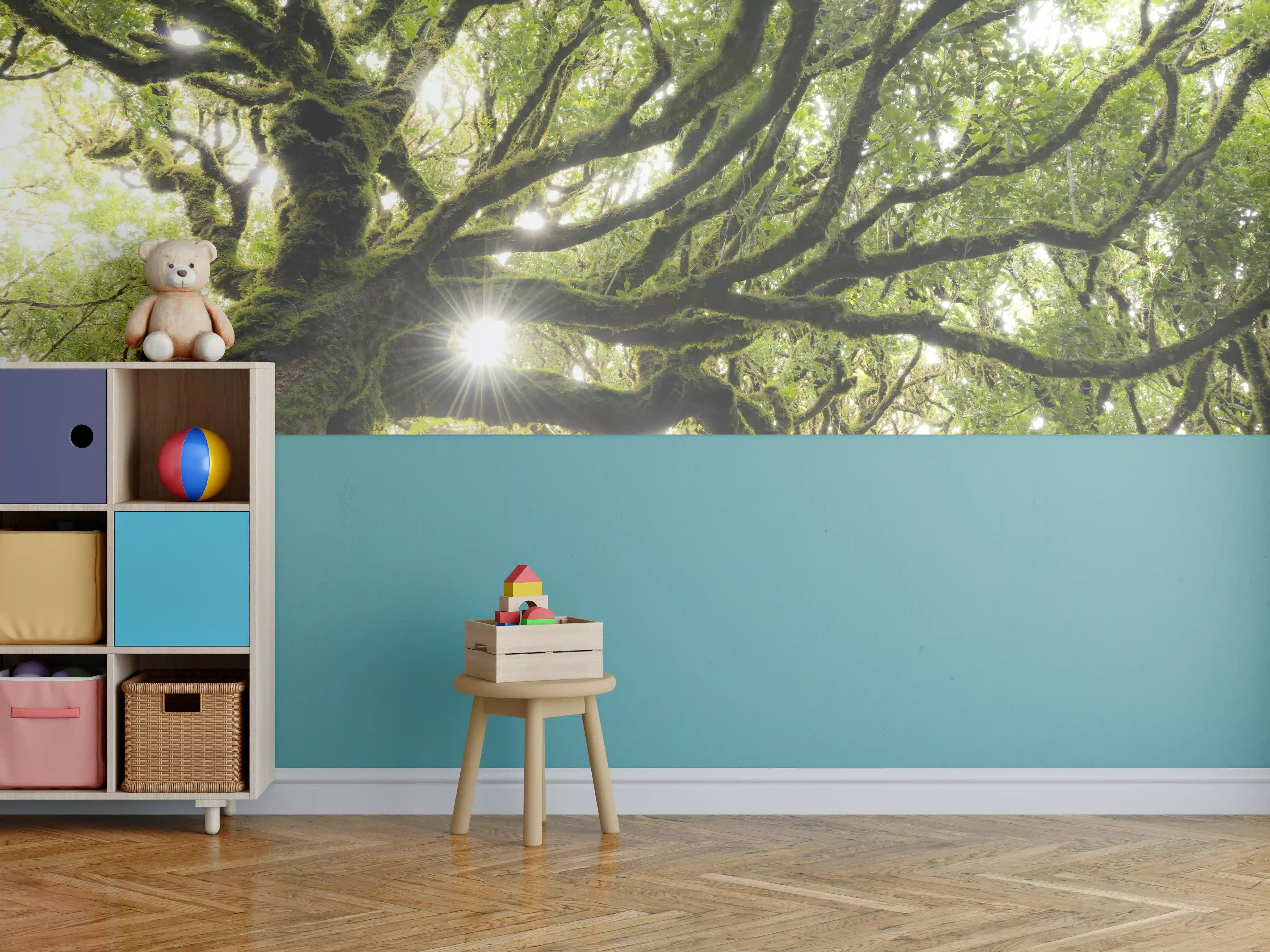 Kinderzimmer Wandgestaltung - Sonnenstrahlen im Wald