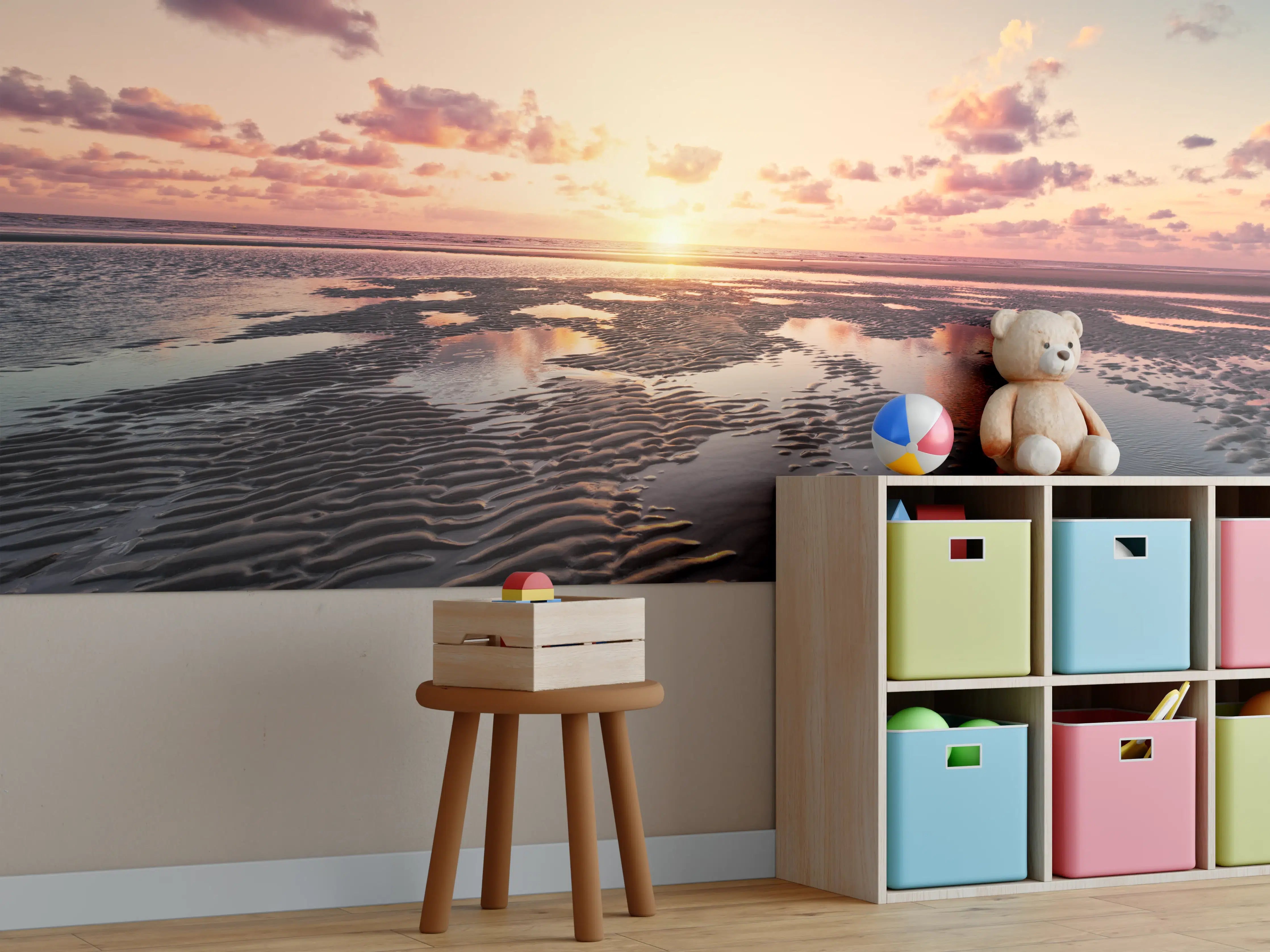 Kinderzimmer Wandgestaltung - Sonnenuntergang - Nordsee