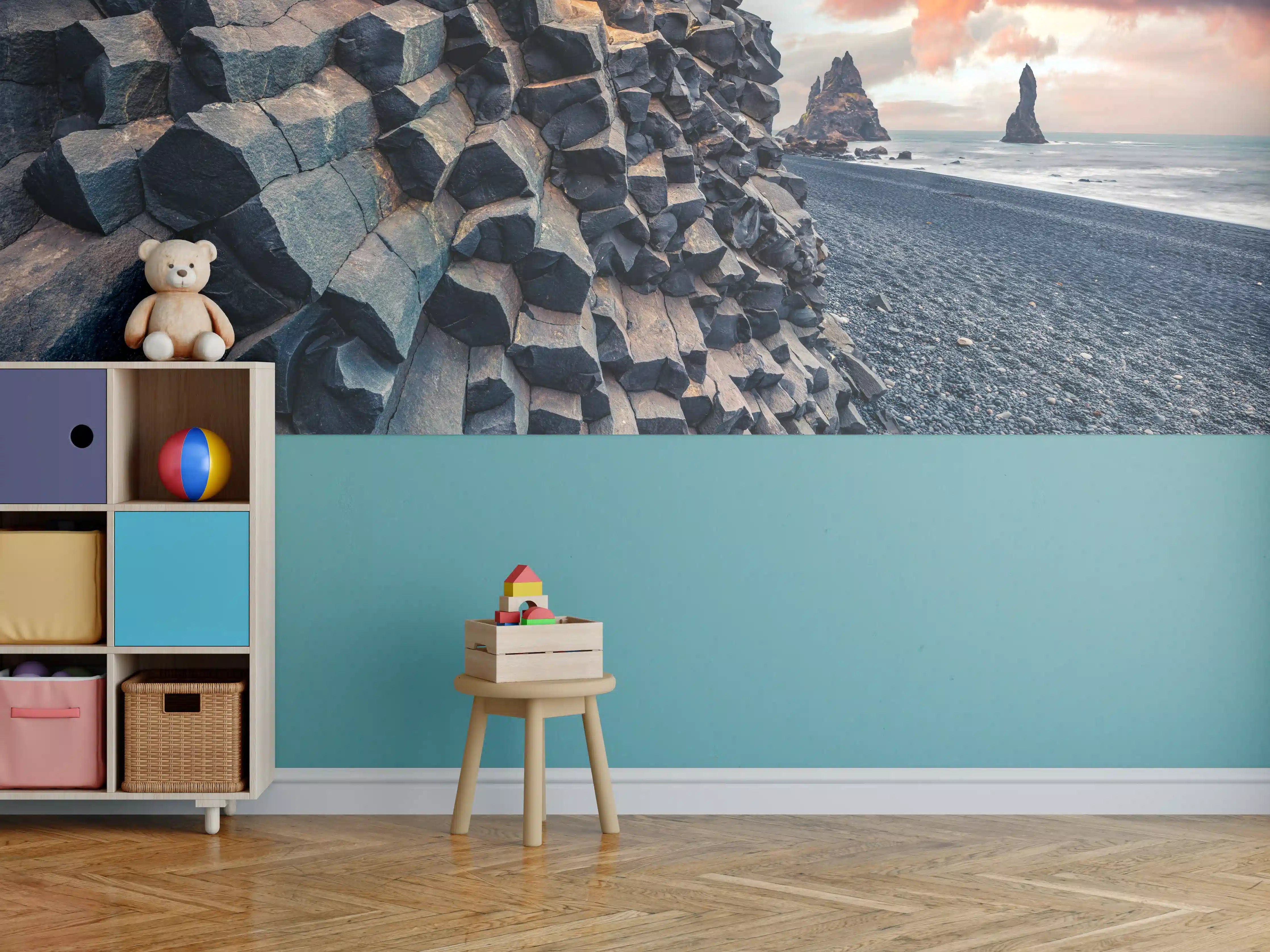 Kinderzimmer Wandgestaltung - Sonnenuntergang - Reynisdrangar, Atlantischer Ozean