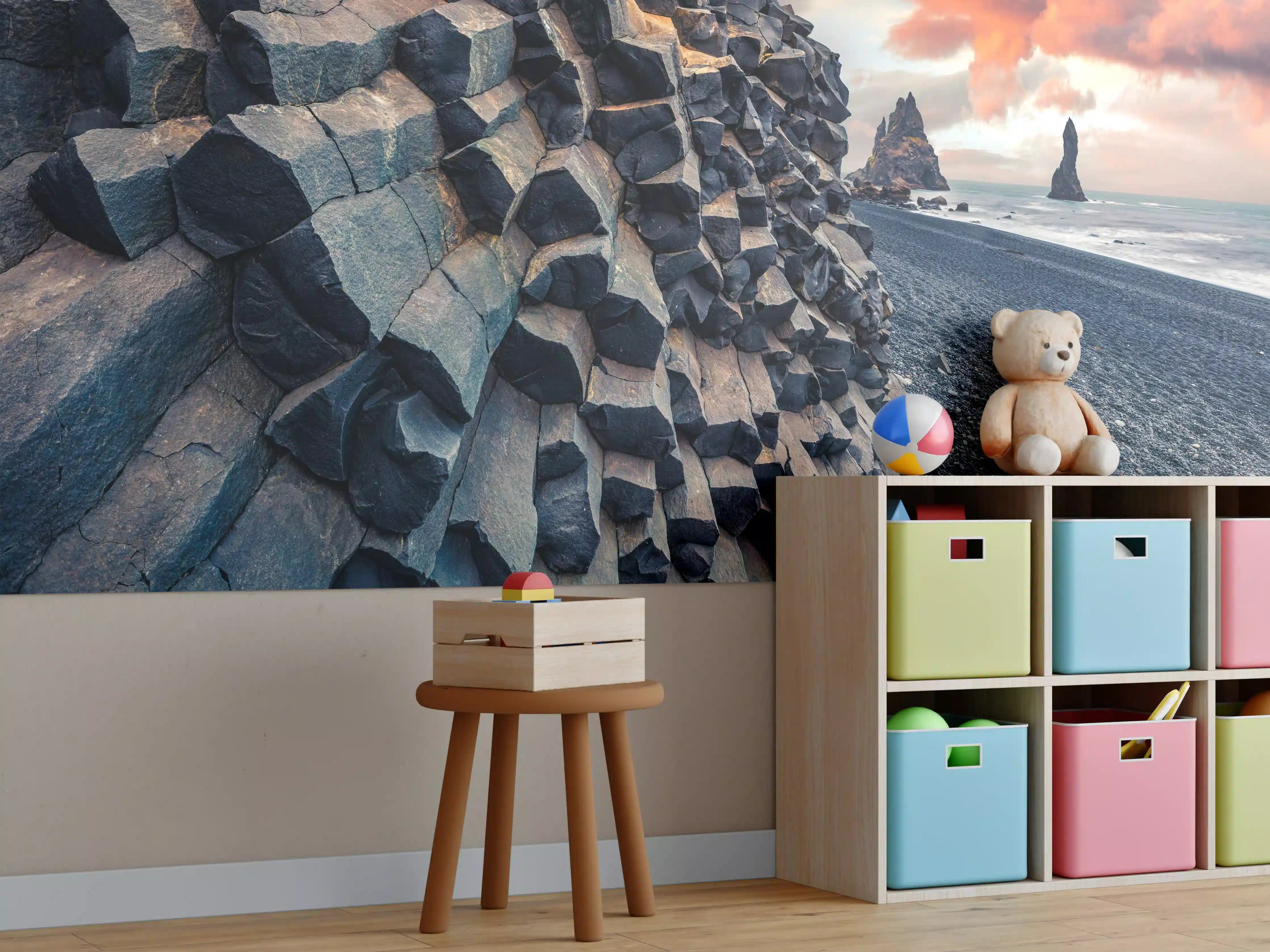 Kinderzimmer Wandgestaltung - Sonnenuntergang - Reynisdrangar, Atlantischer Ozean