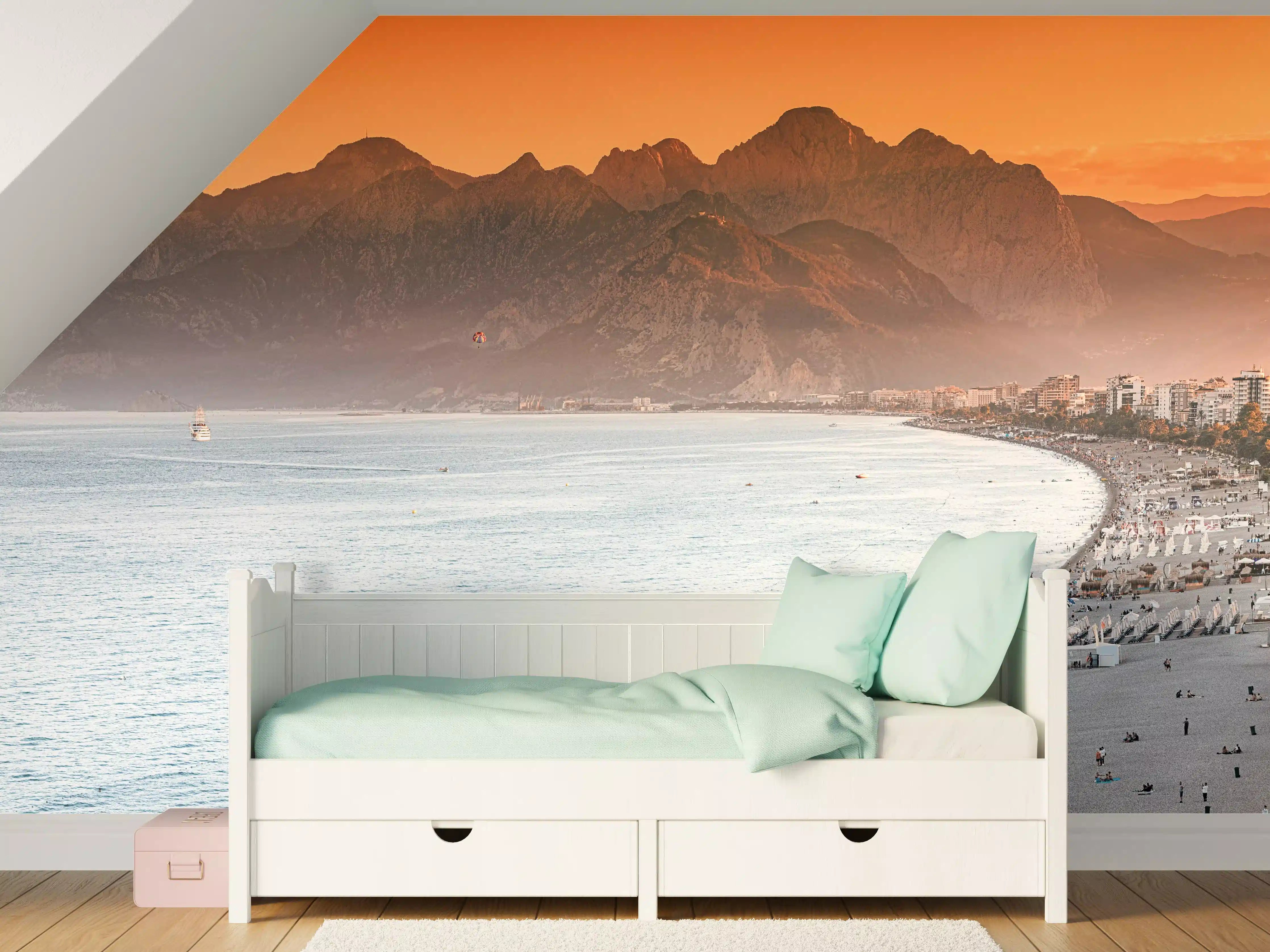 Kinderzimmer Wandgestaltung - Sonnenuntergang Konyaalti Strand Türkei