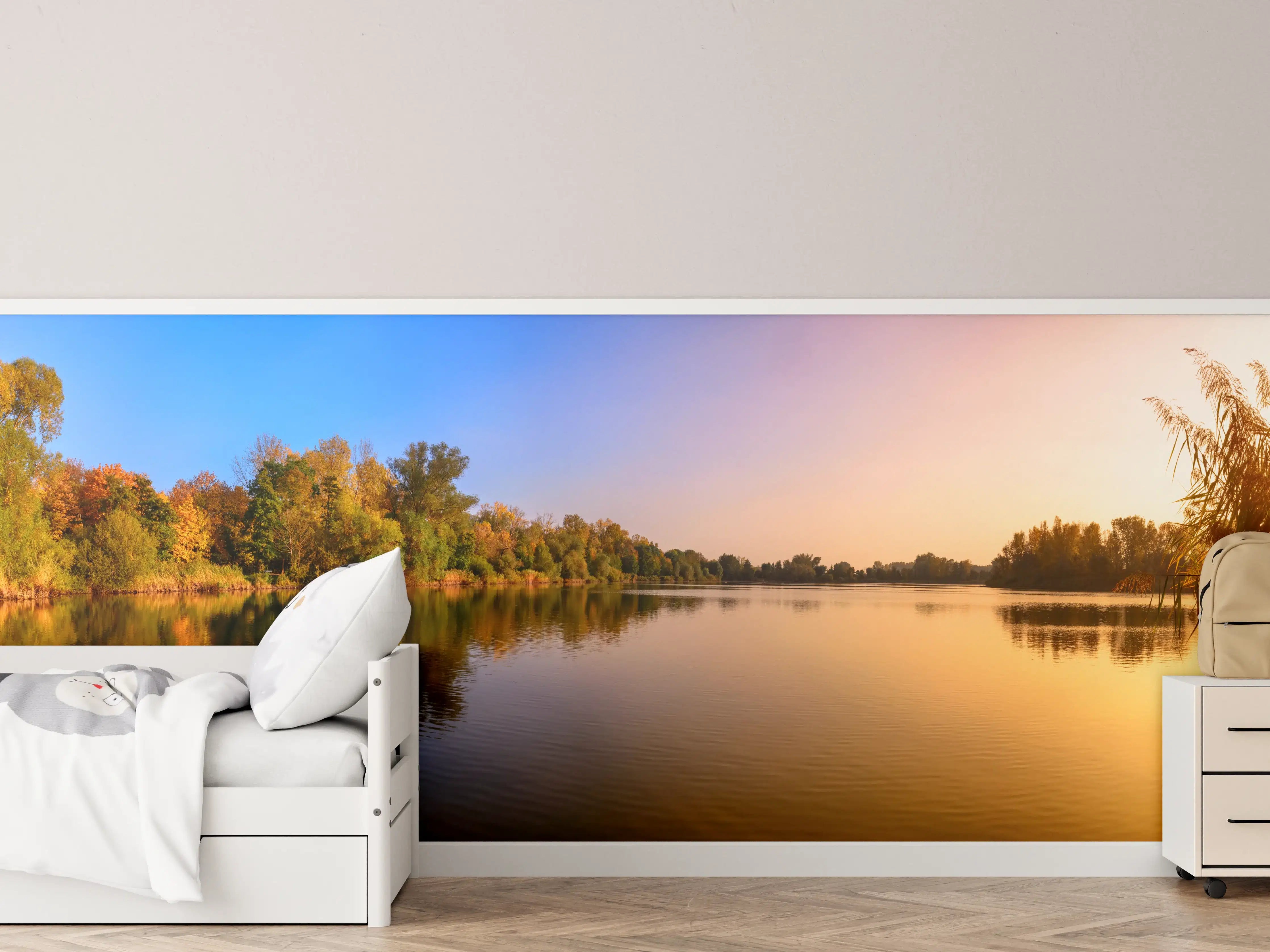 Kinderzimmer Wandgestaltung - Sonnenuntergang am See
