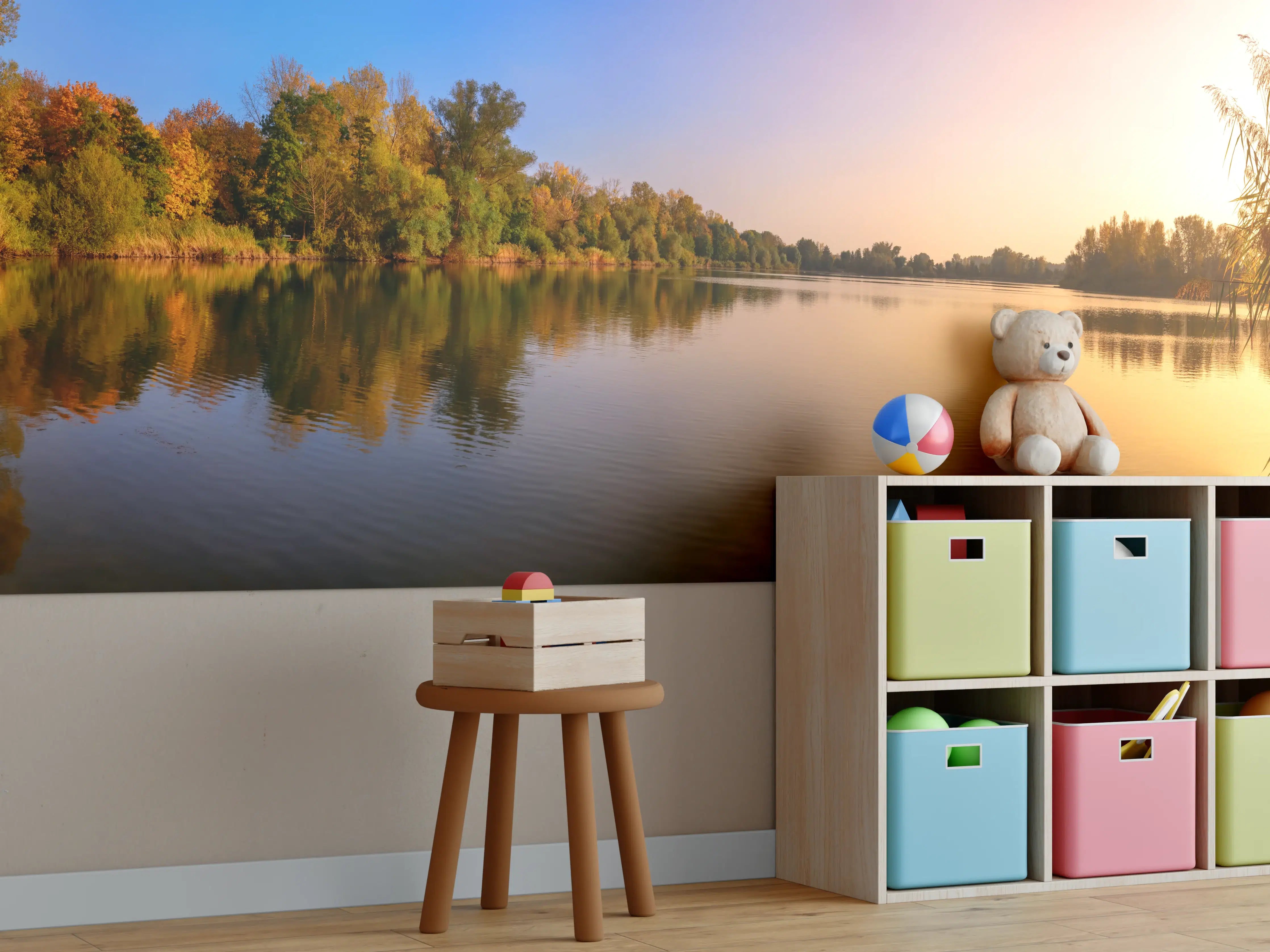 Kinderzimmer Wandgestaltung - Sonnenuntergang am See