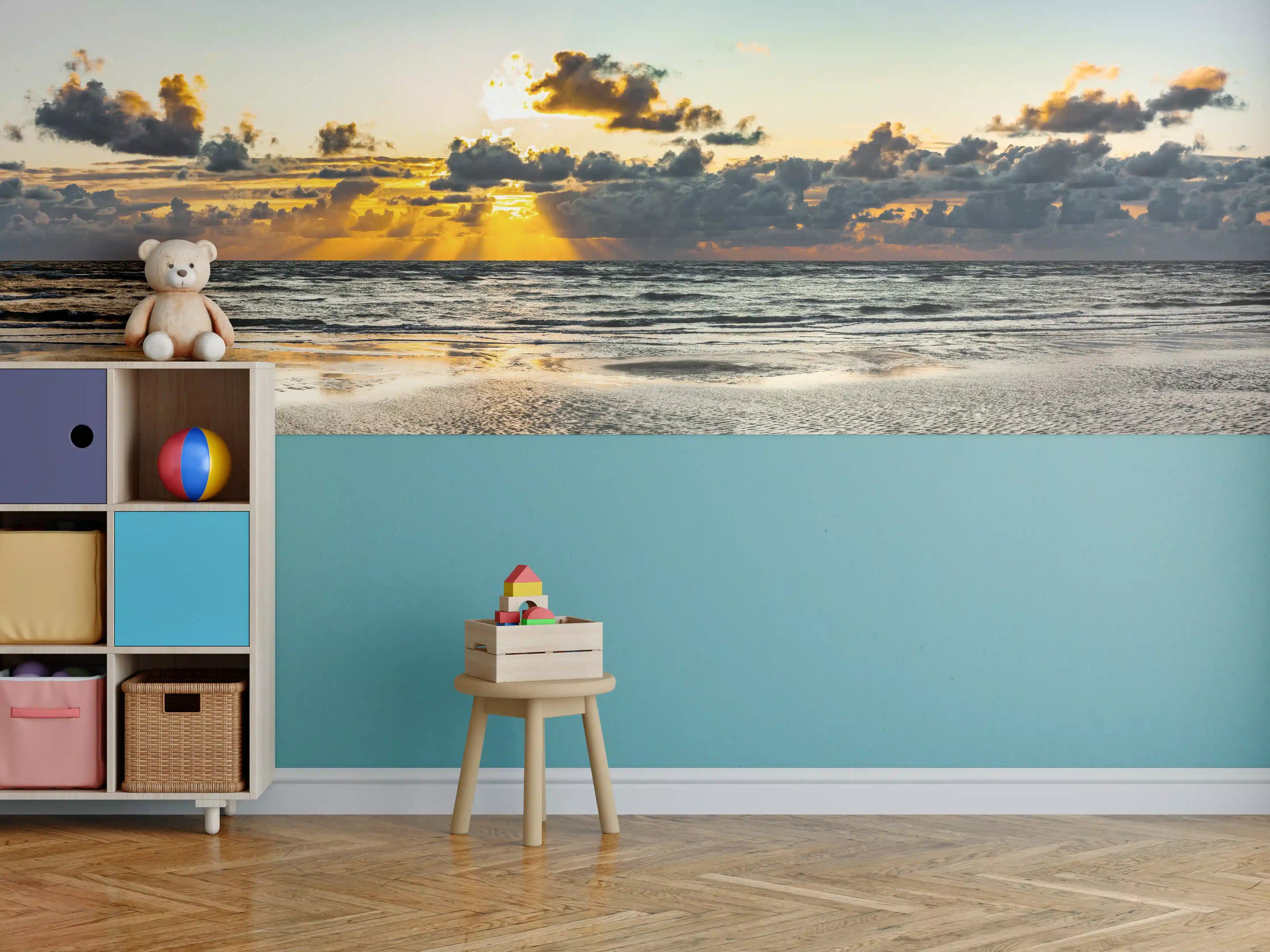 Kinderzimmer Wandgestaltung - Sonnenuntergang am ruhigen Meer
