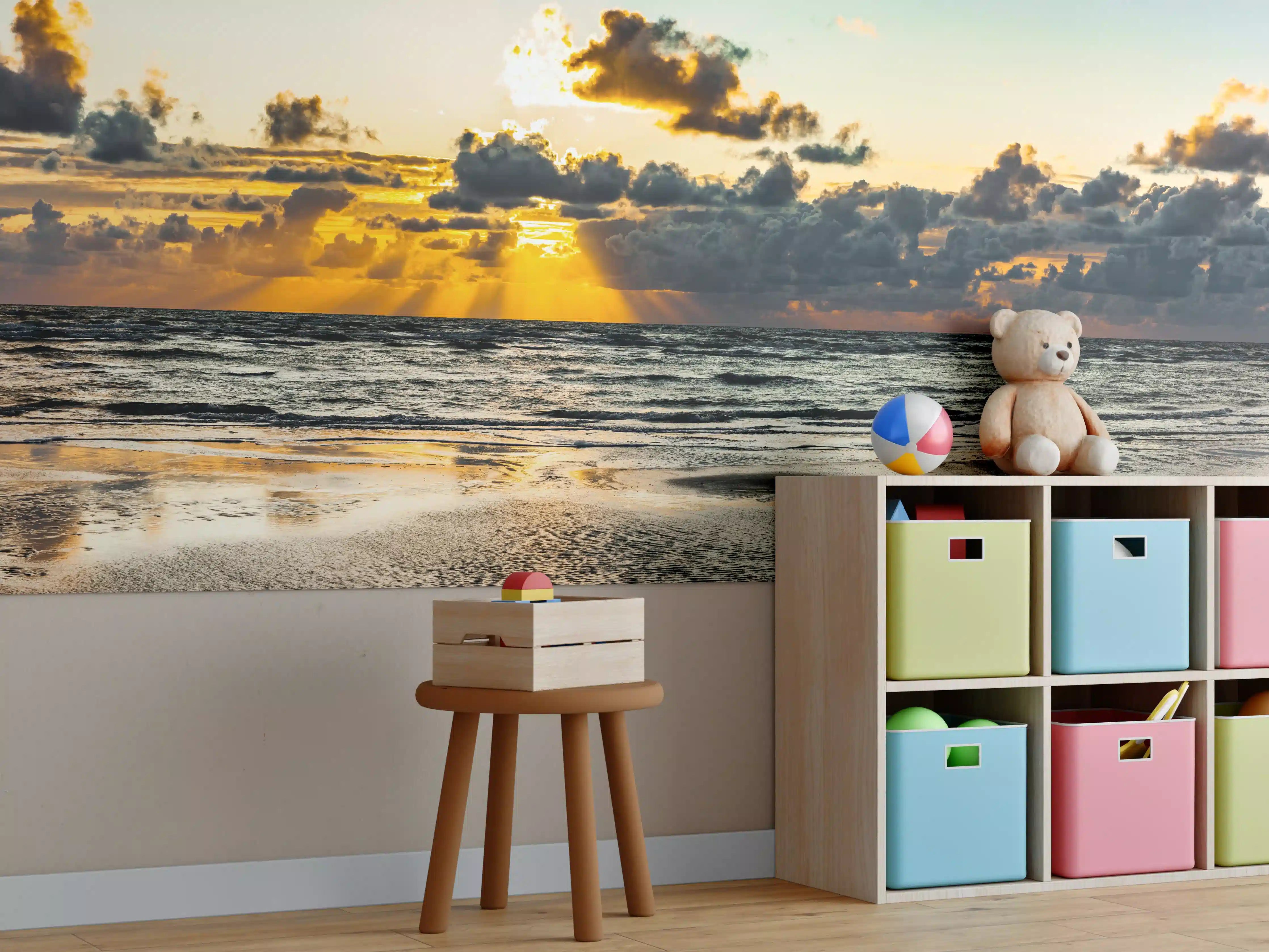 Kinderzimmer Wandgestaltung - Sonnenuntergang am ruhigen Meer